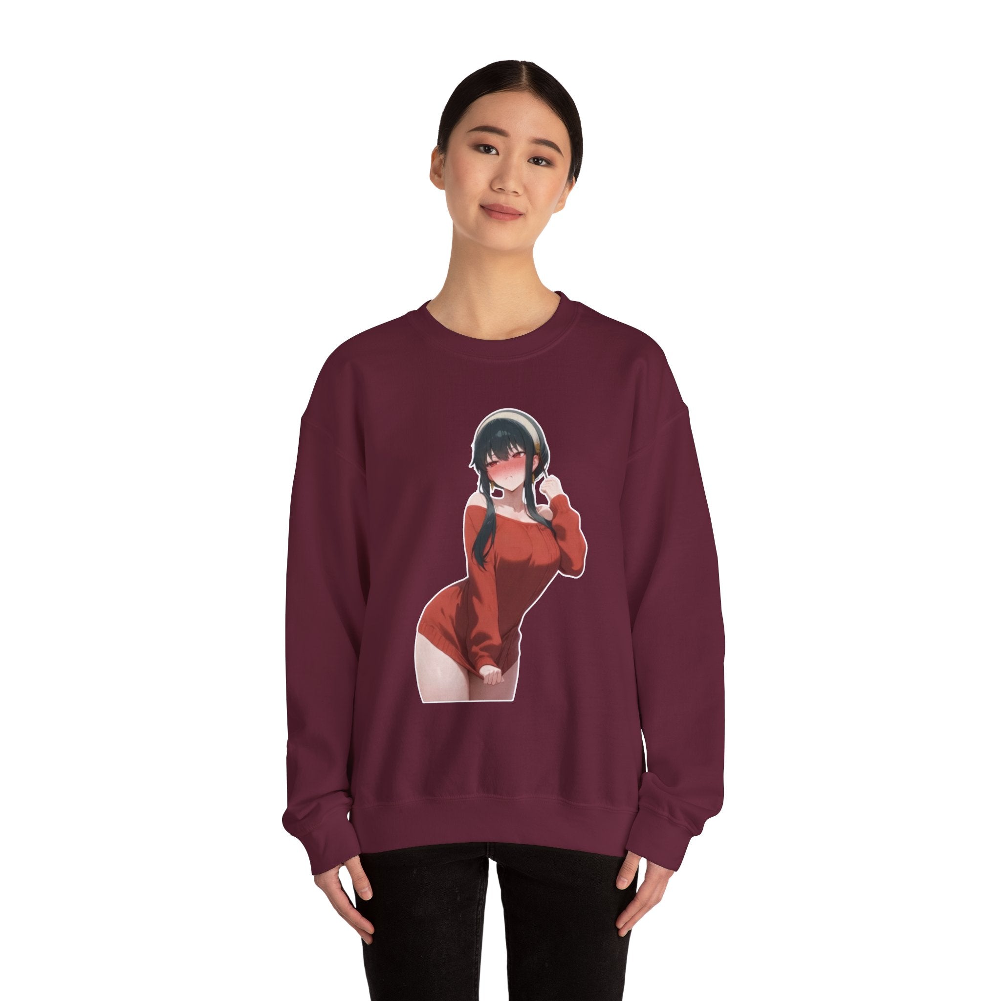 Yor Forger Blushing Waifu Unisex Heavy Blend™ Crewneck Sweatshirt