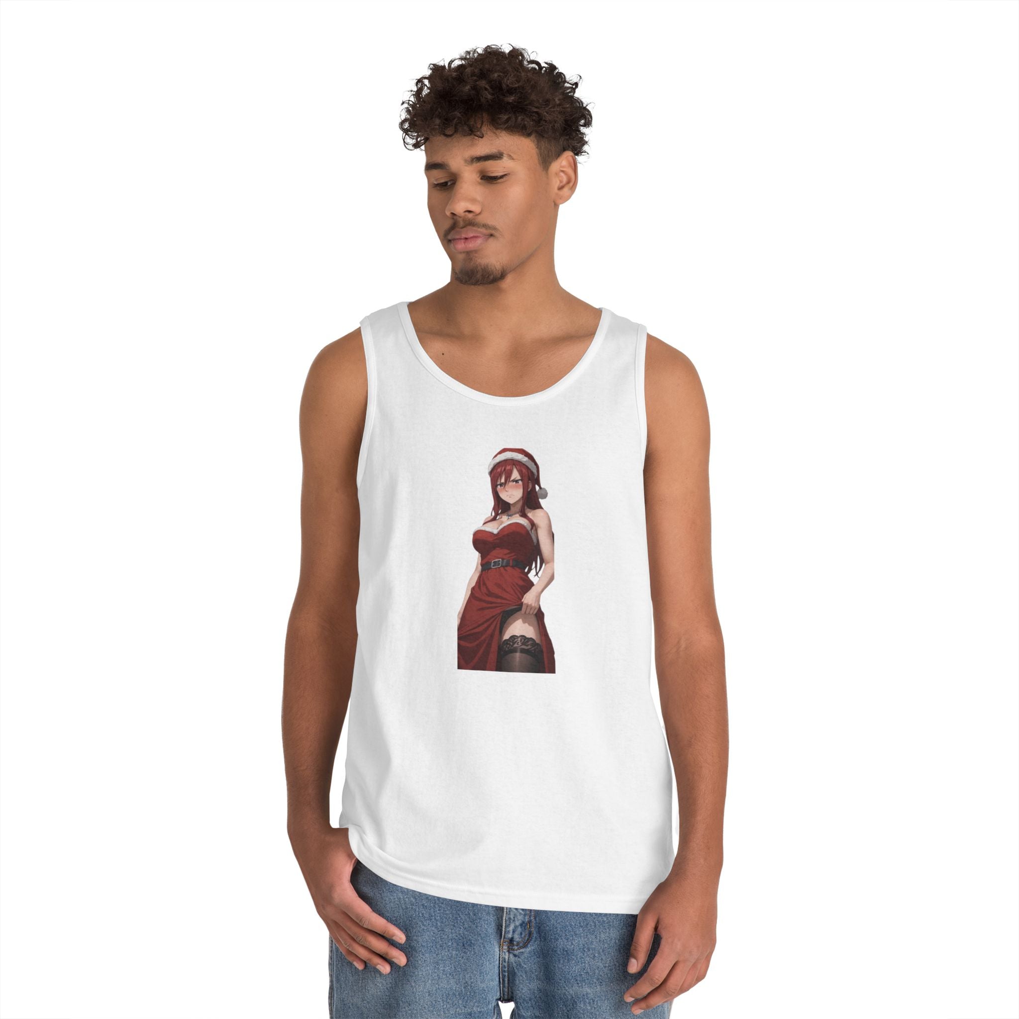 Ezra Scarlet Christmas Themed Angry Anime Heavy Cotton Tank Top