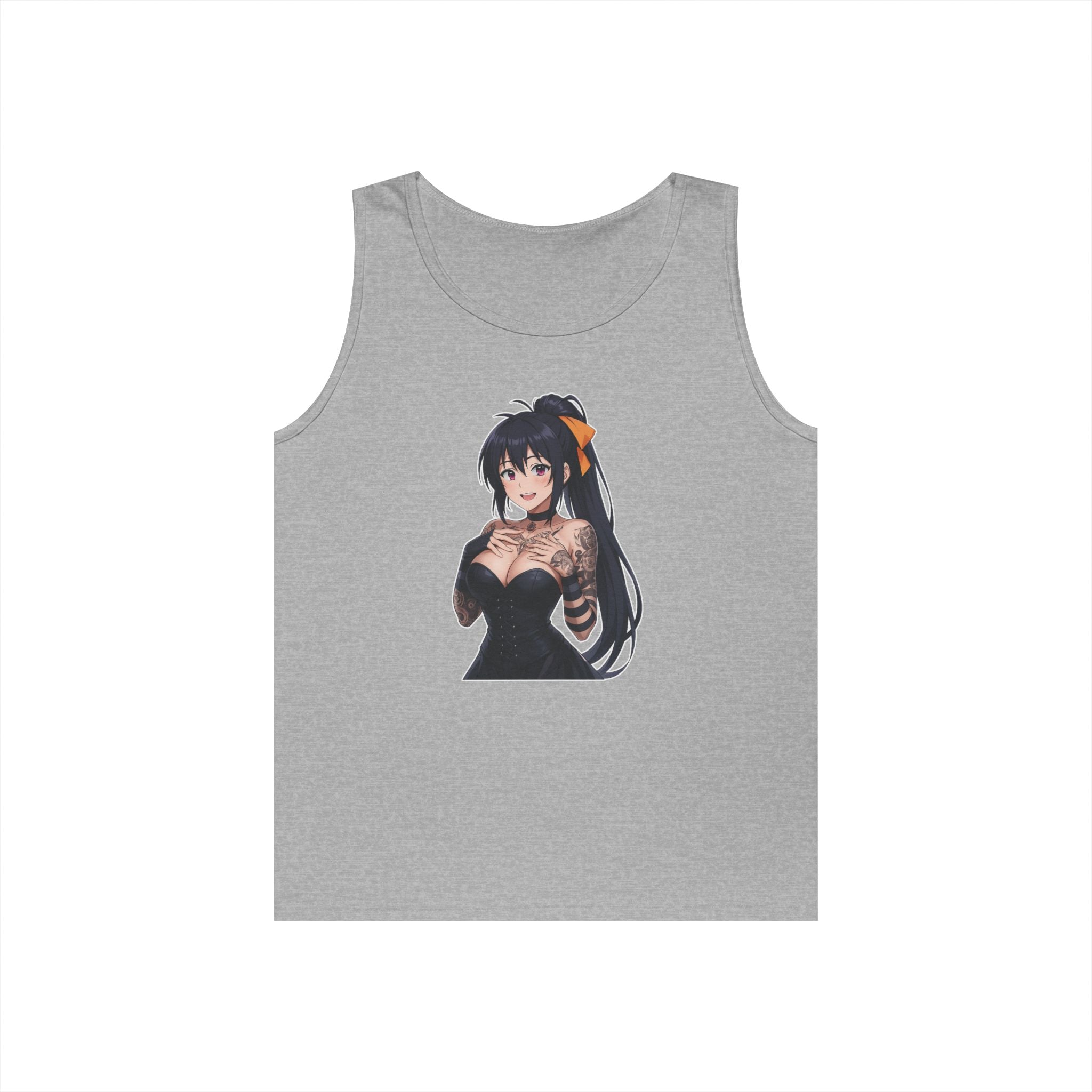 Gothic Style Akeno Himejima Tattoed Waifu Heavy Cotton Tank Top