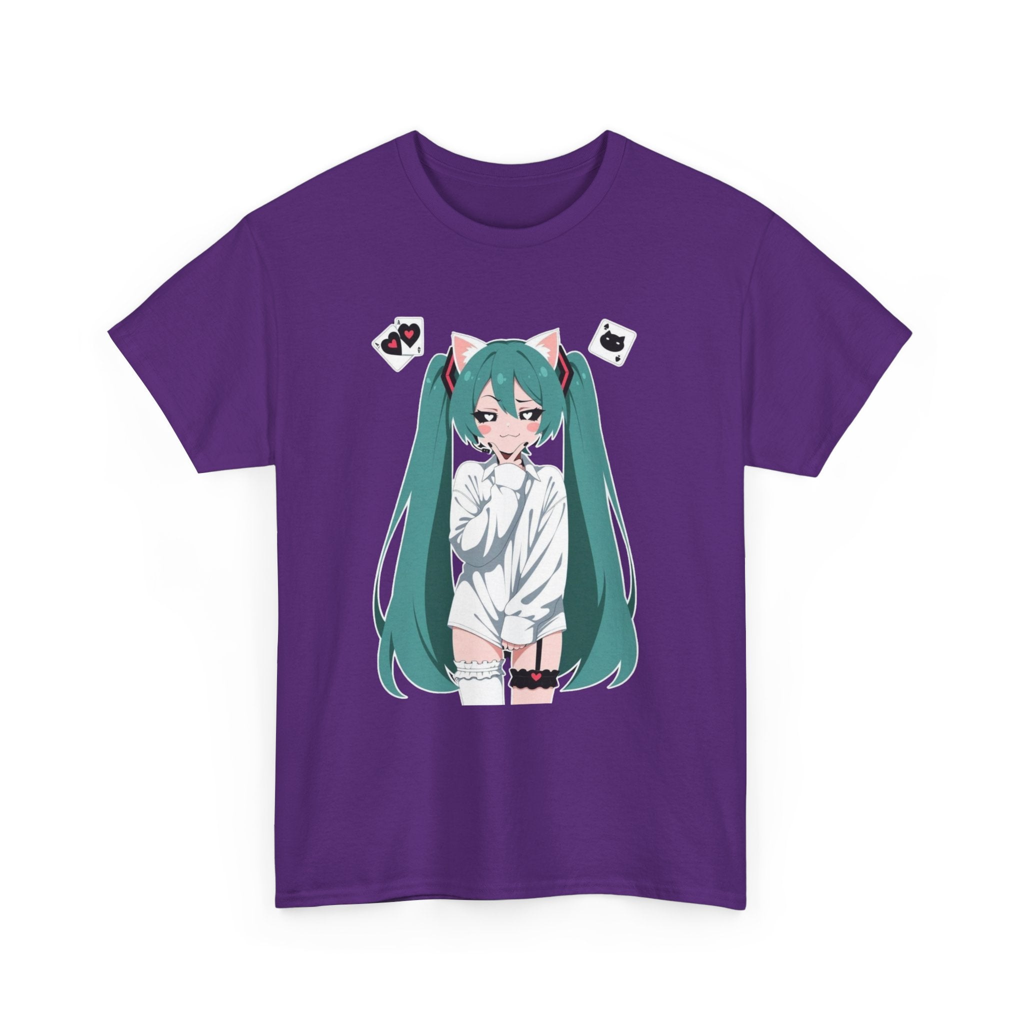 Hatsune Miku Catgirl Cute Anime Unisex Heavy Cotton Tee