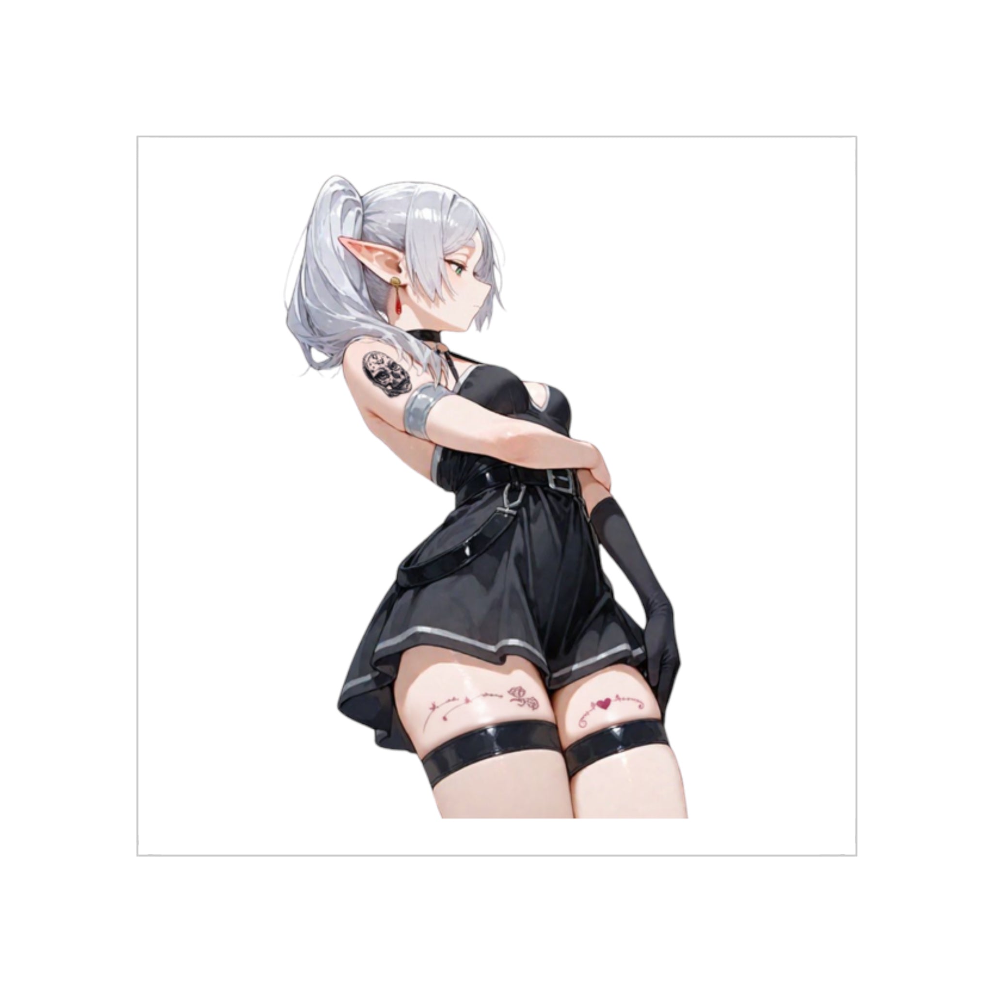Sexy Frieren Tattooed Black Outfit Sticker