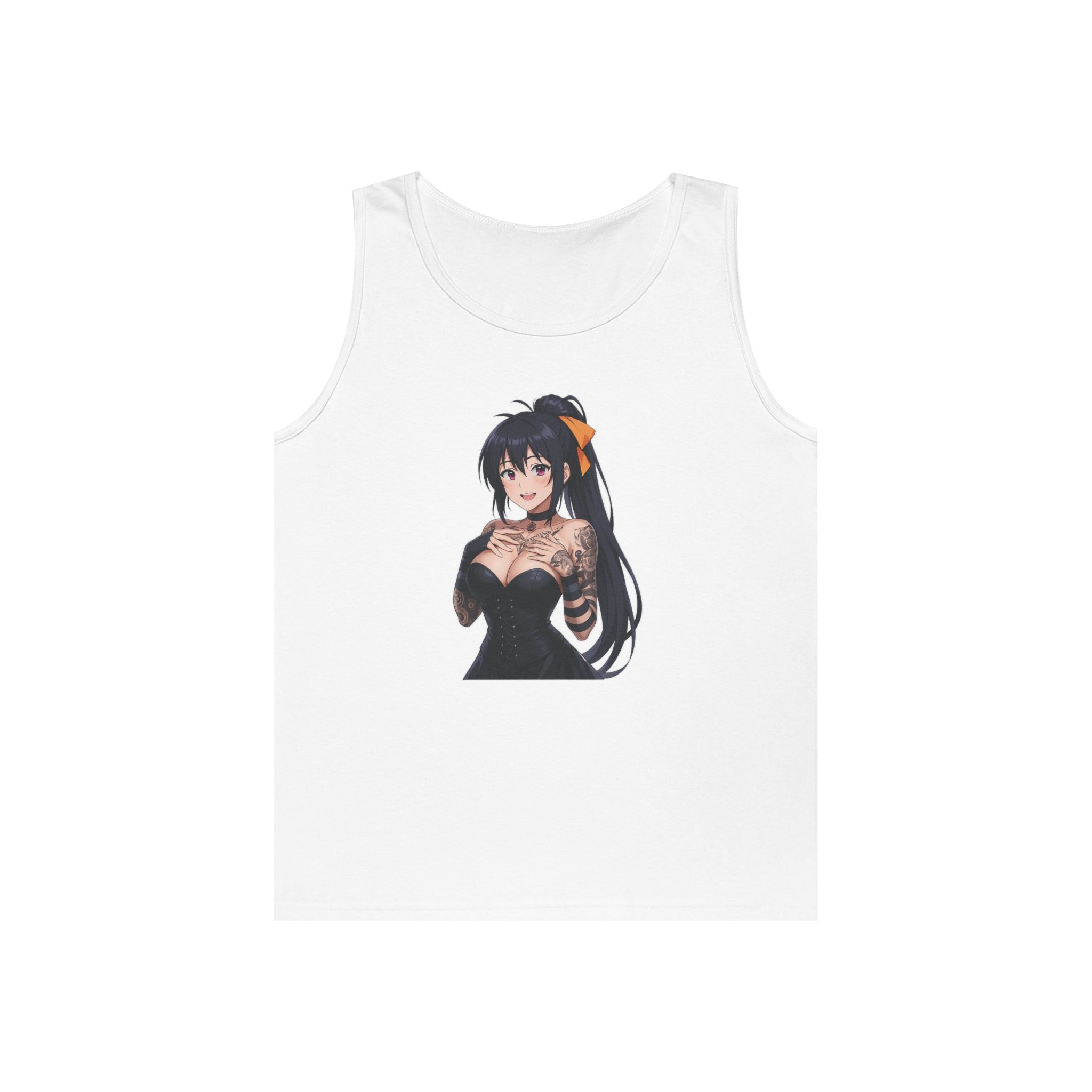 Gothic Style Akeno Himejima Tattoed Waifu Heavy Cotton Tank Top