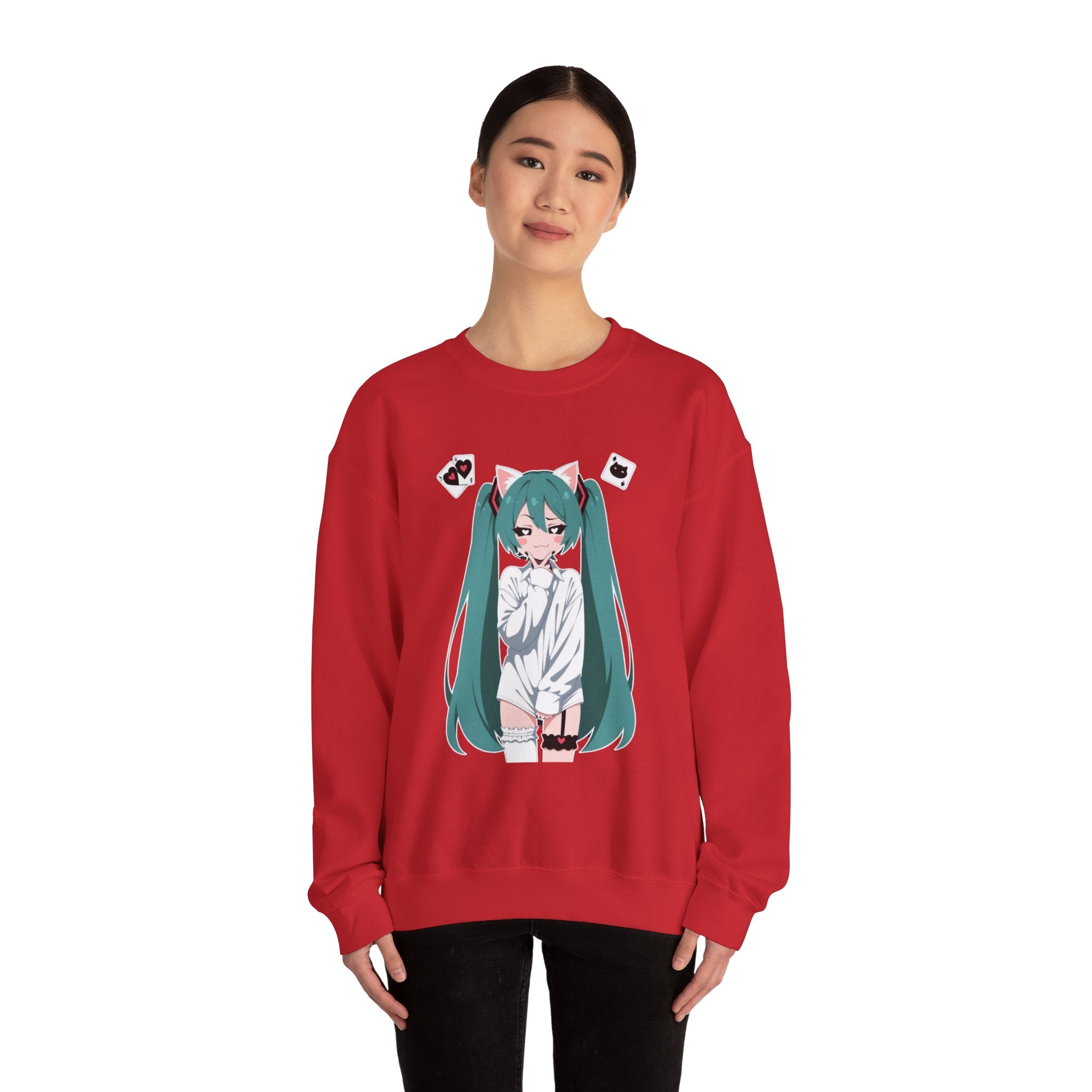 Hatsune Miku Catgirl Cute Unisex Heavy Blend™ Crewneck Sweatshirt