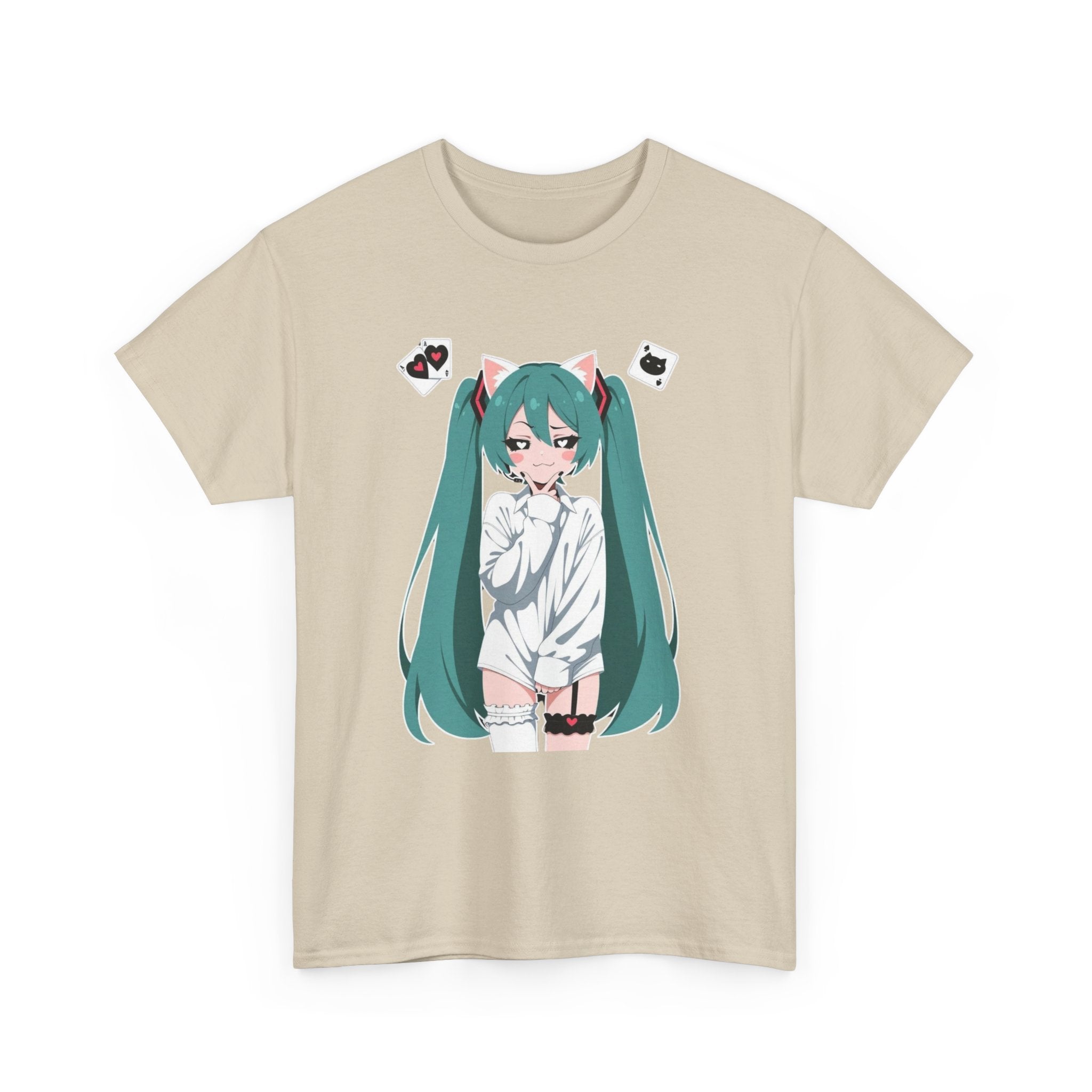 Hatsune Miku Catgirl Cute Anime Unisex Heavy Cotton Tee