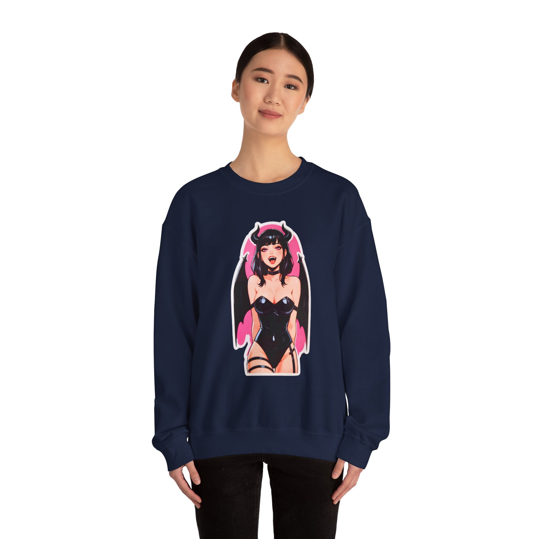 Succubus Ahegao Dark Gothic Unisex Heavy Blend™ Crewneck Sweatshirt