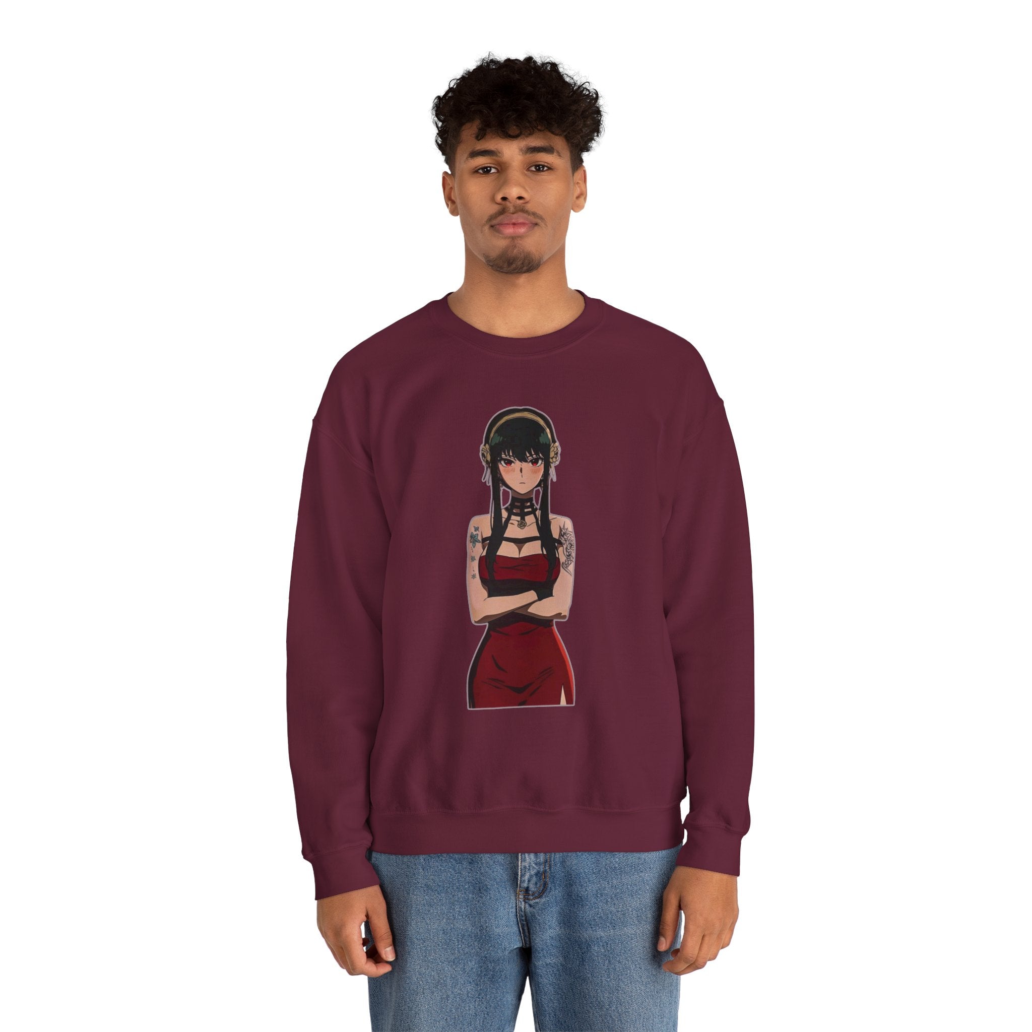 Yor Forger Elegant Tattooed Anime Unisex Heavy Blend™ Crewneck Sweatshirt