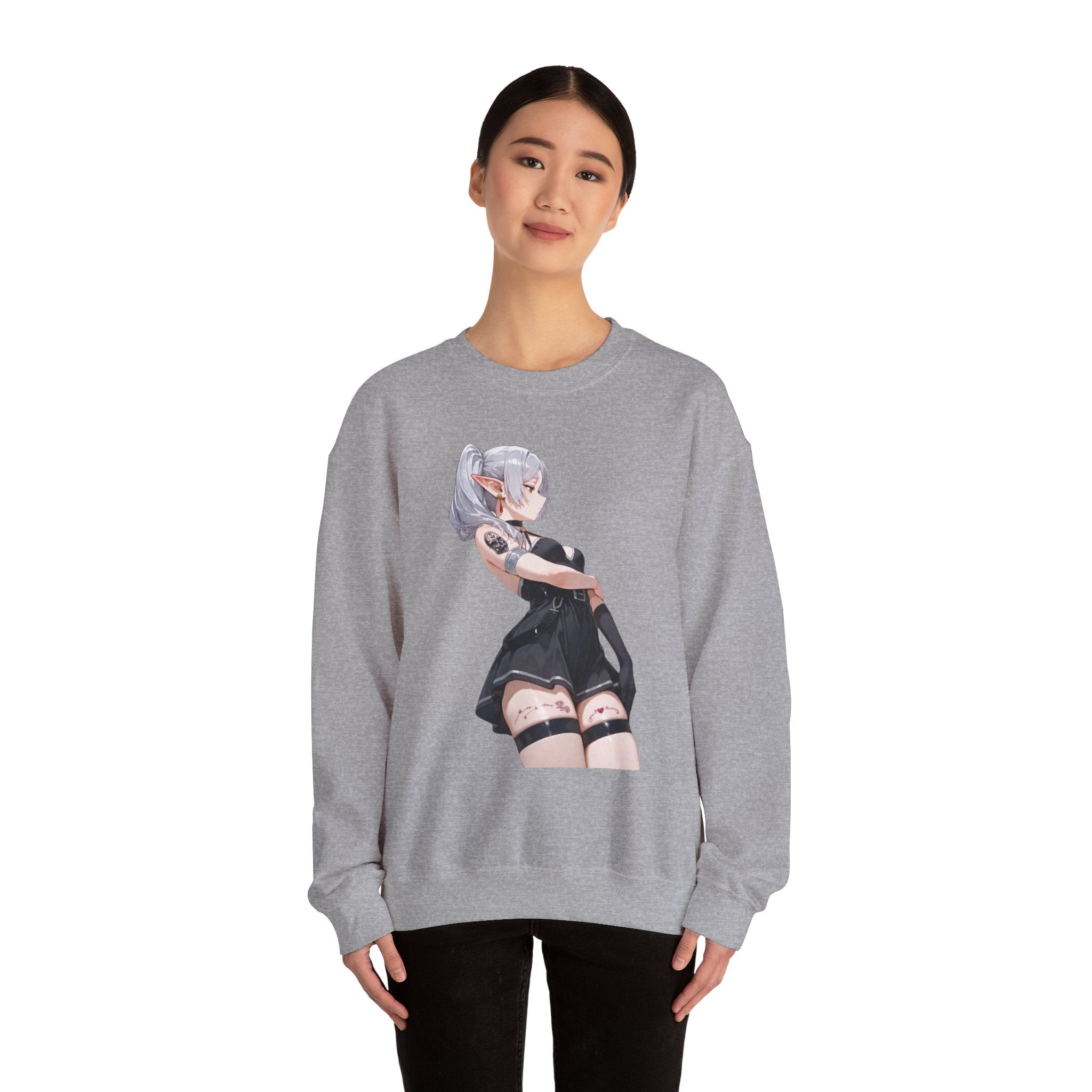 Sexy Frieren Tattooed Black Outfit Unisex Heavy Blend™ Crewneck Sweatshirt