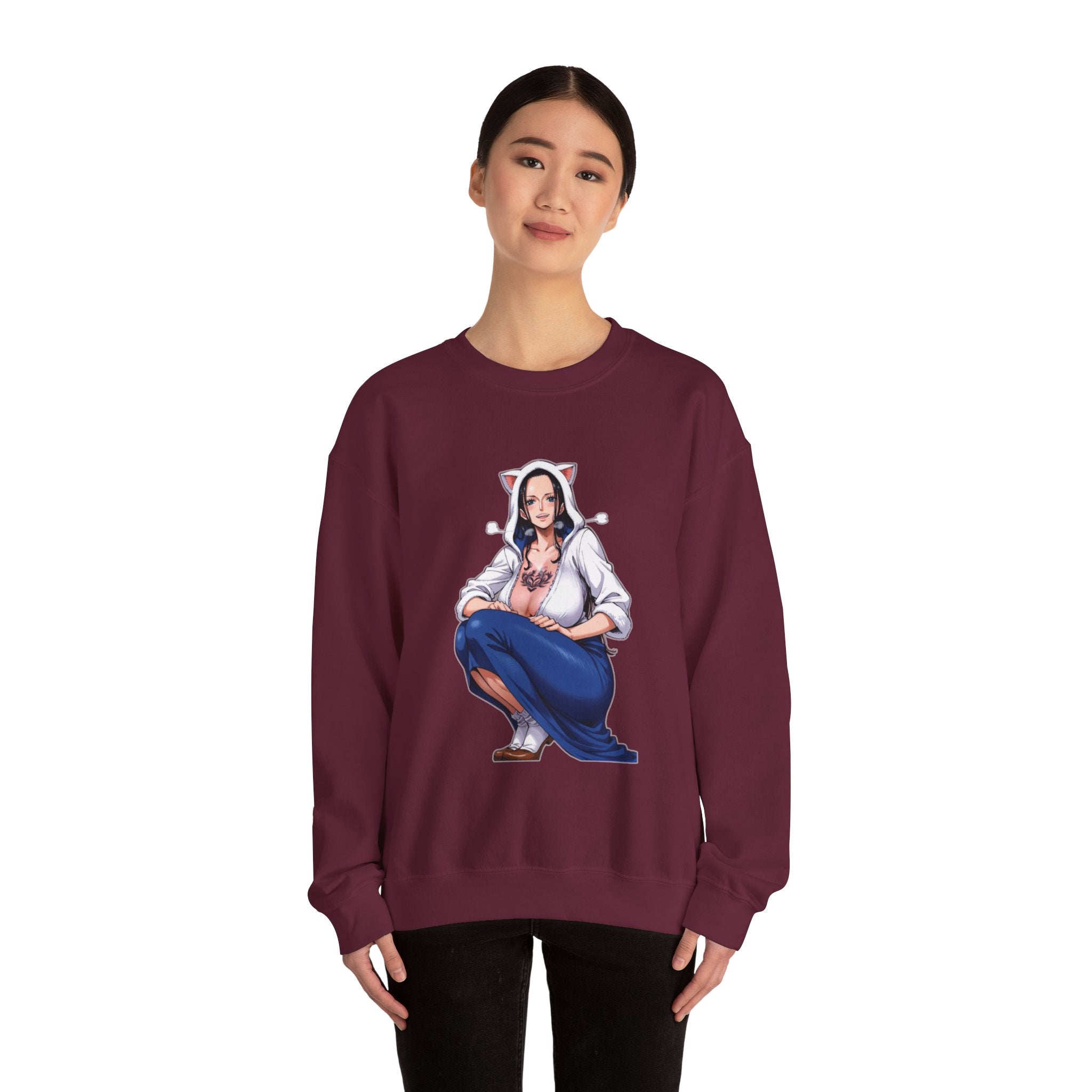 Nico Robin Catgirl Casual Anime Unisex Heavy Blend™ Crewneck Sweatshirt