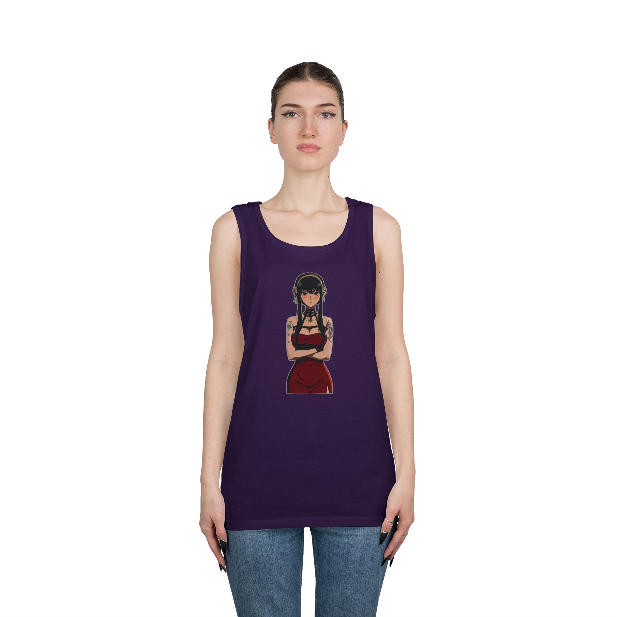 Yor Forger Elegant Tattooed Anime Heavy Cotton Tank Top
