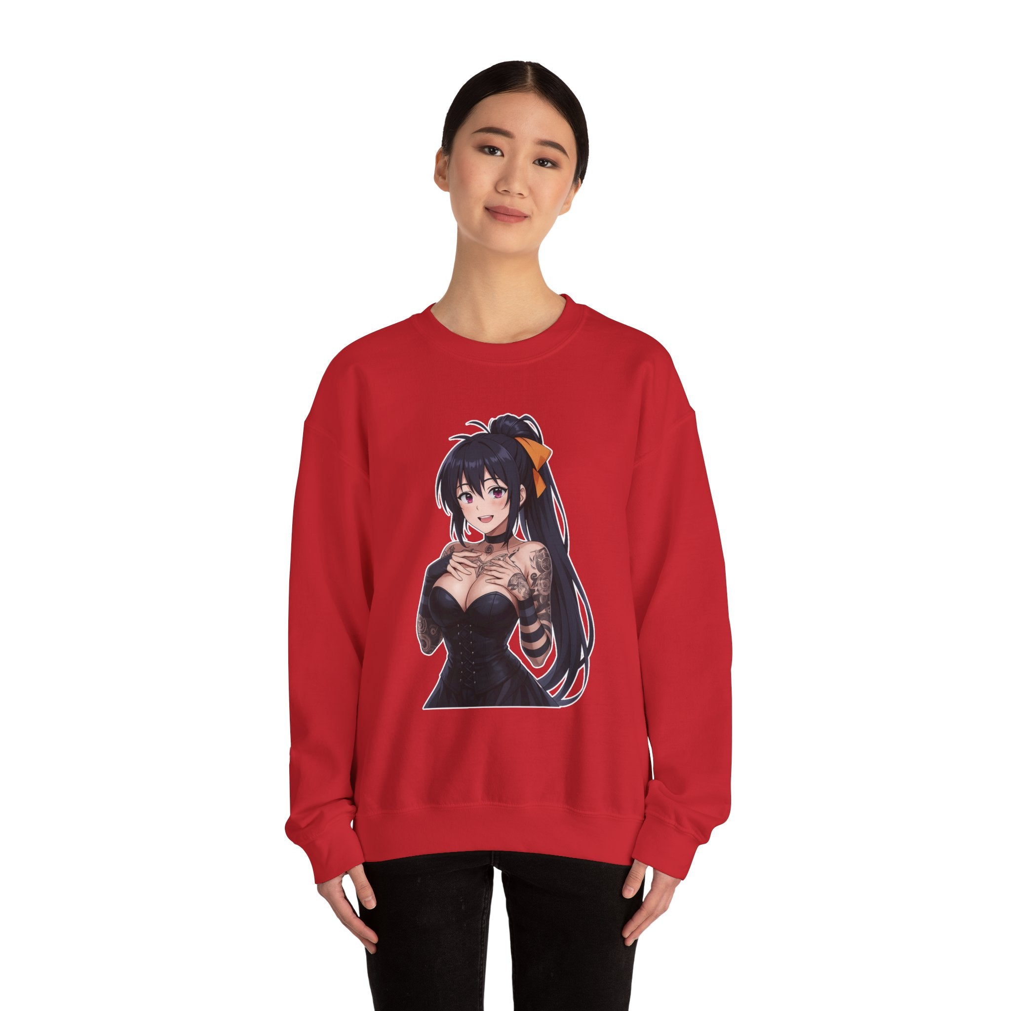 Gothic Style Akeno Himejima Tattoed Waifu Unisex Heavy Blend™ Crewneck Sweatshirt