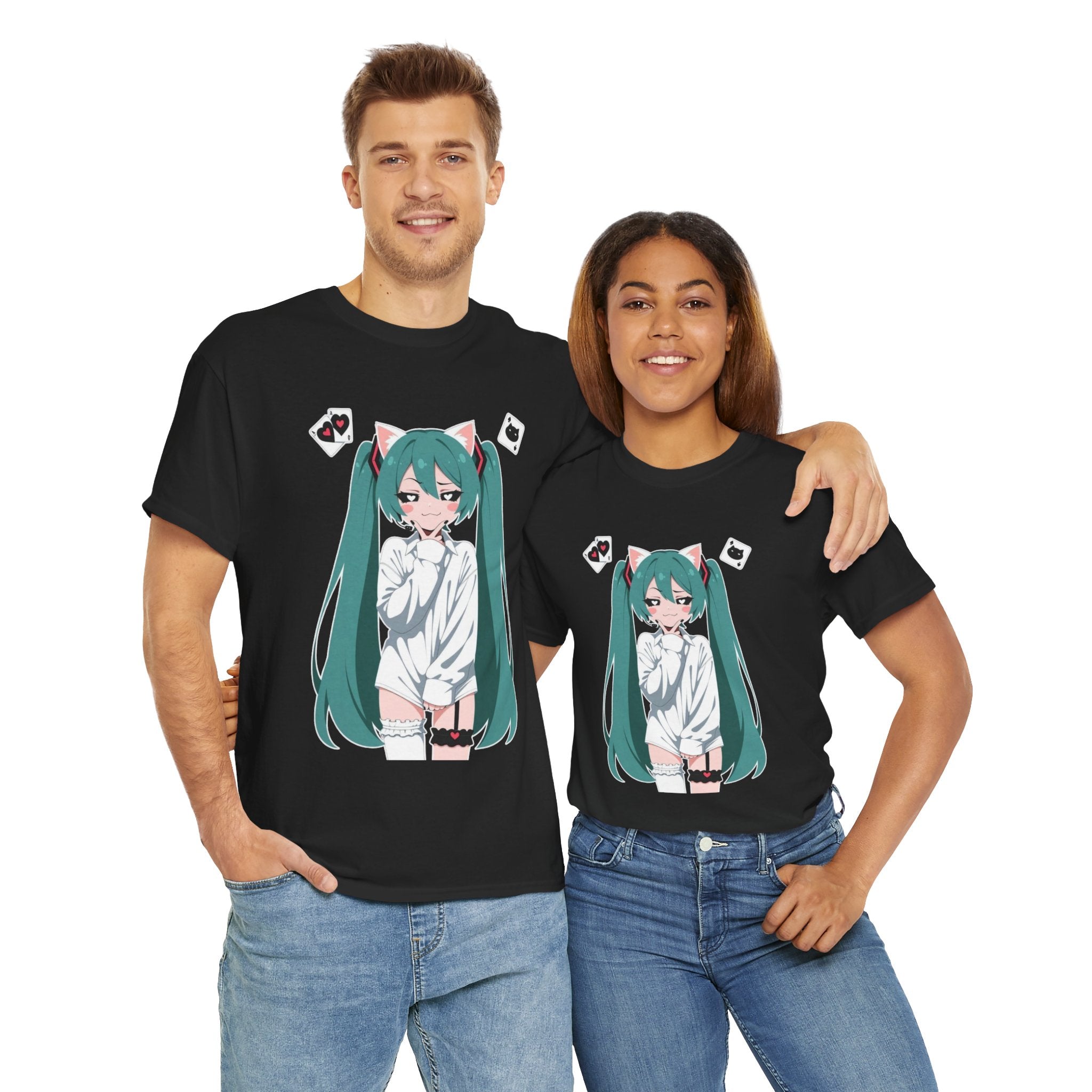 Hatsune Miku Catgirl Cute Anime Unisex Heavy Cotton Tee