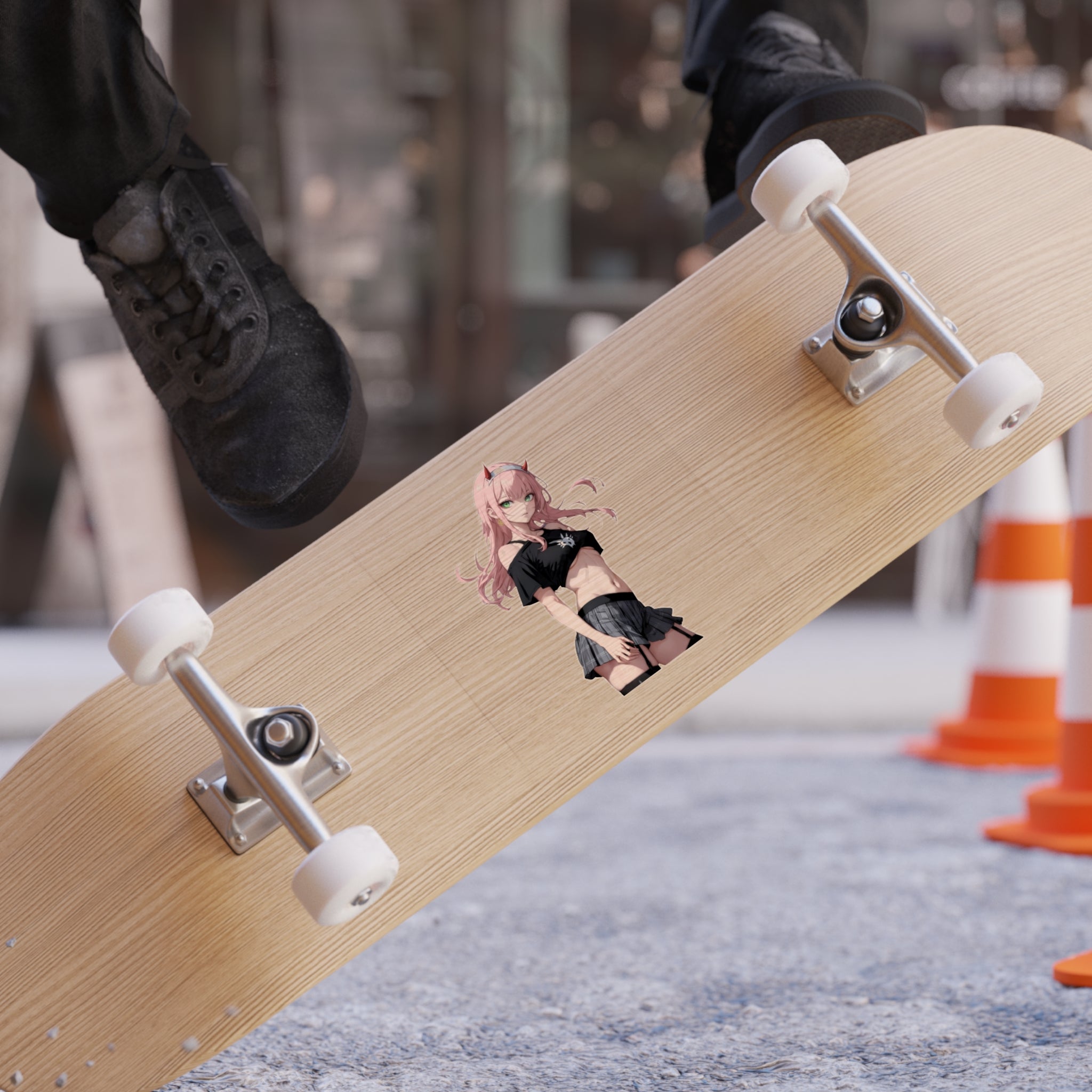 Zero Two Streetwear Style Transparent Outdoor Stickers, Square, 1pc