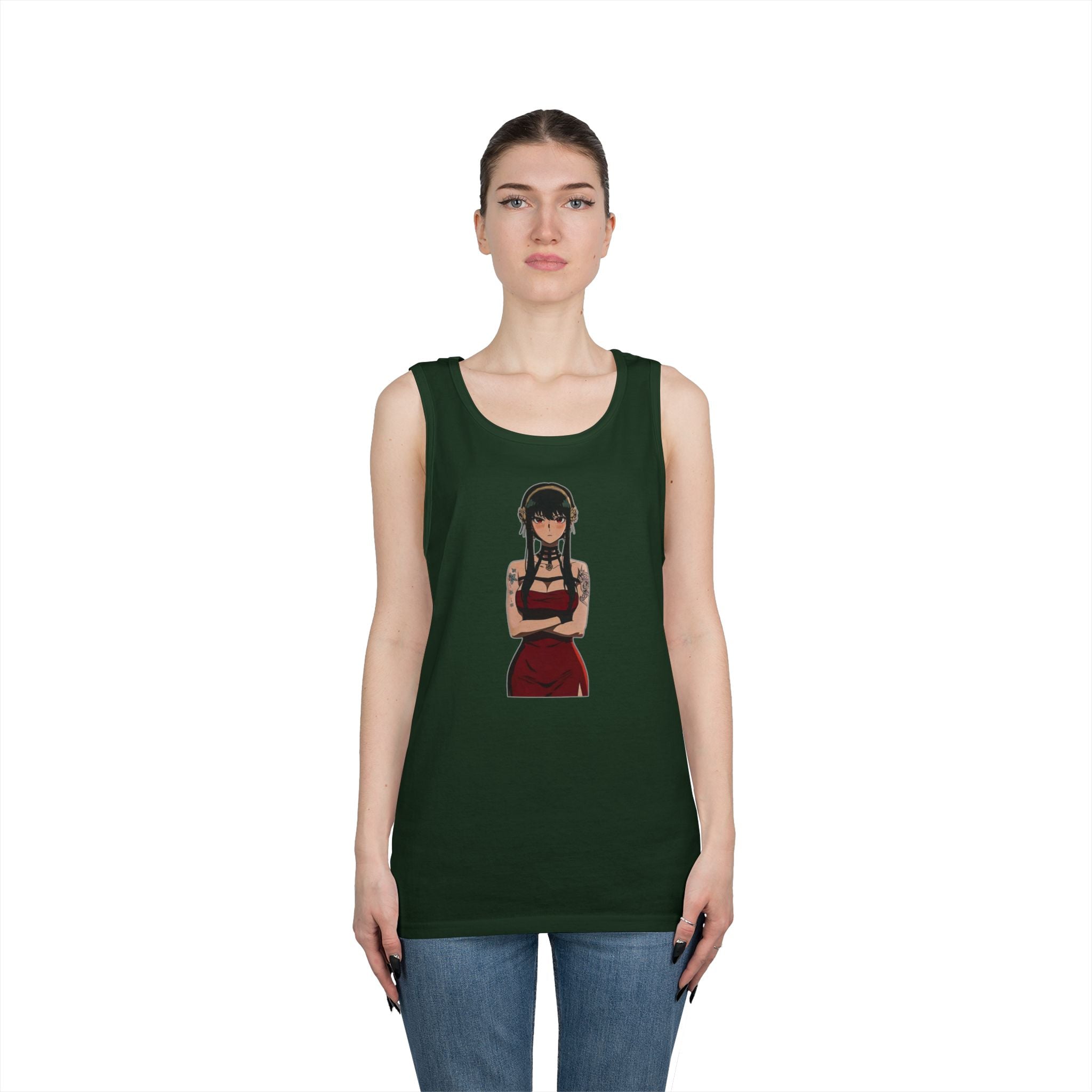 Yor Forger Elegant Tattooed Anime Heavy Cotton Tank Top