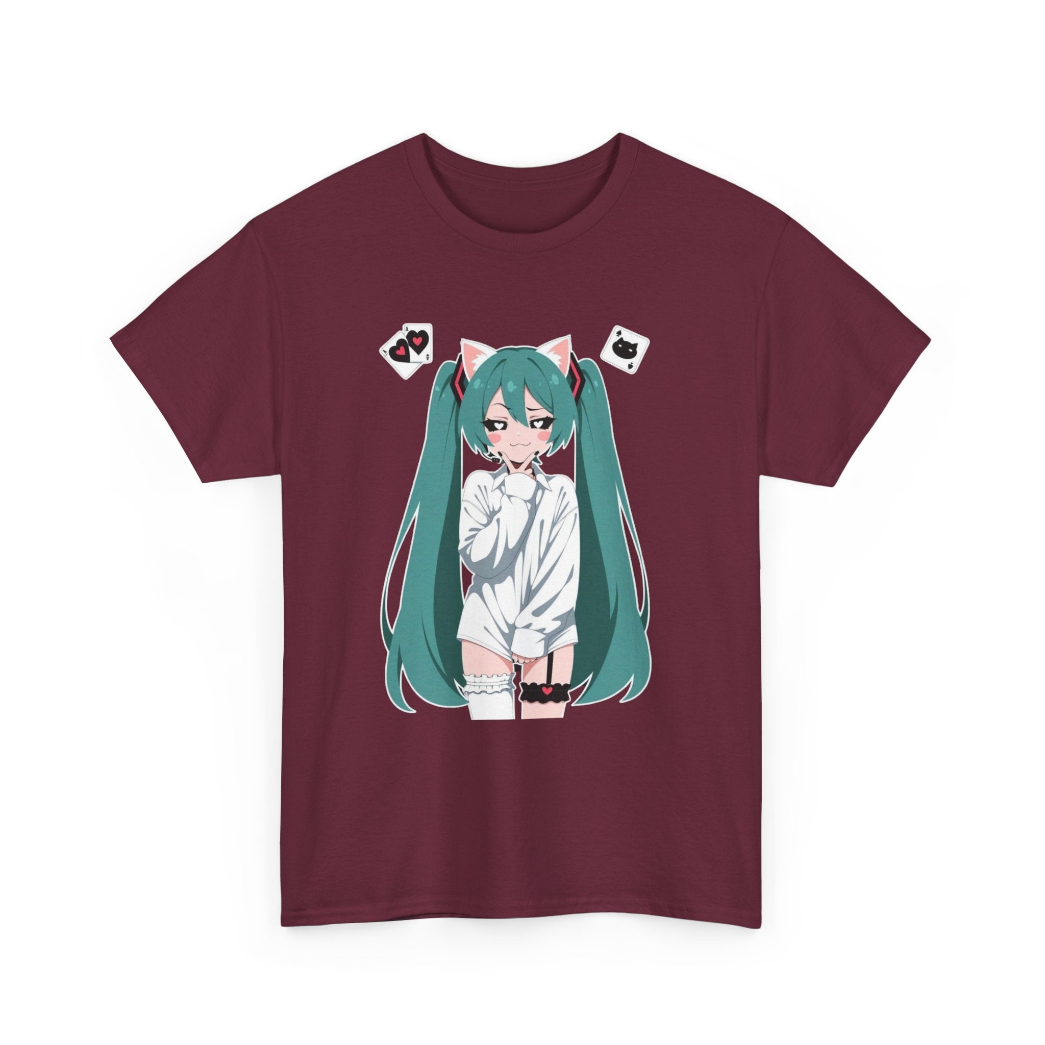 Hatsune Miku Catgirl Cute Anime Unisex Heavy Cotton Tee