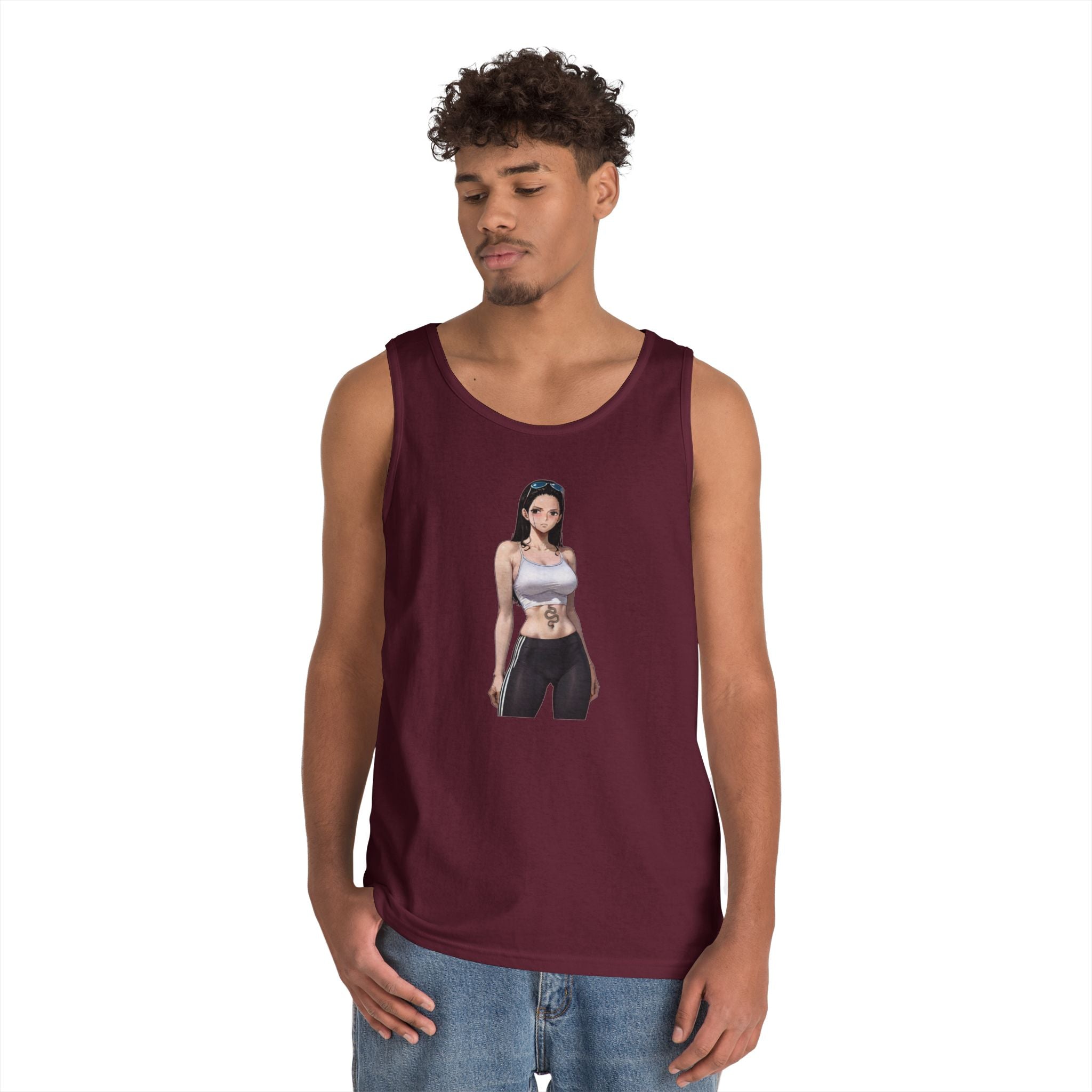 Nico Robin Sporty Snake Tattoo Anime Heavy Cotton Tank Top