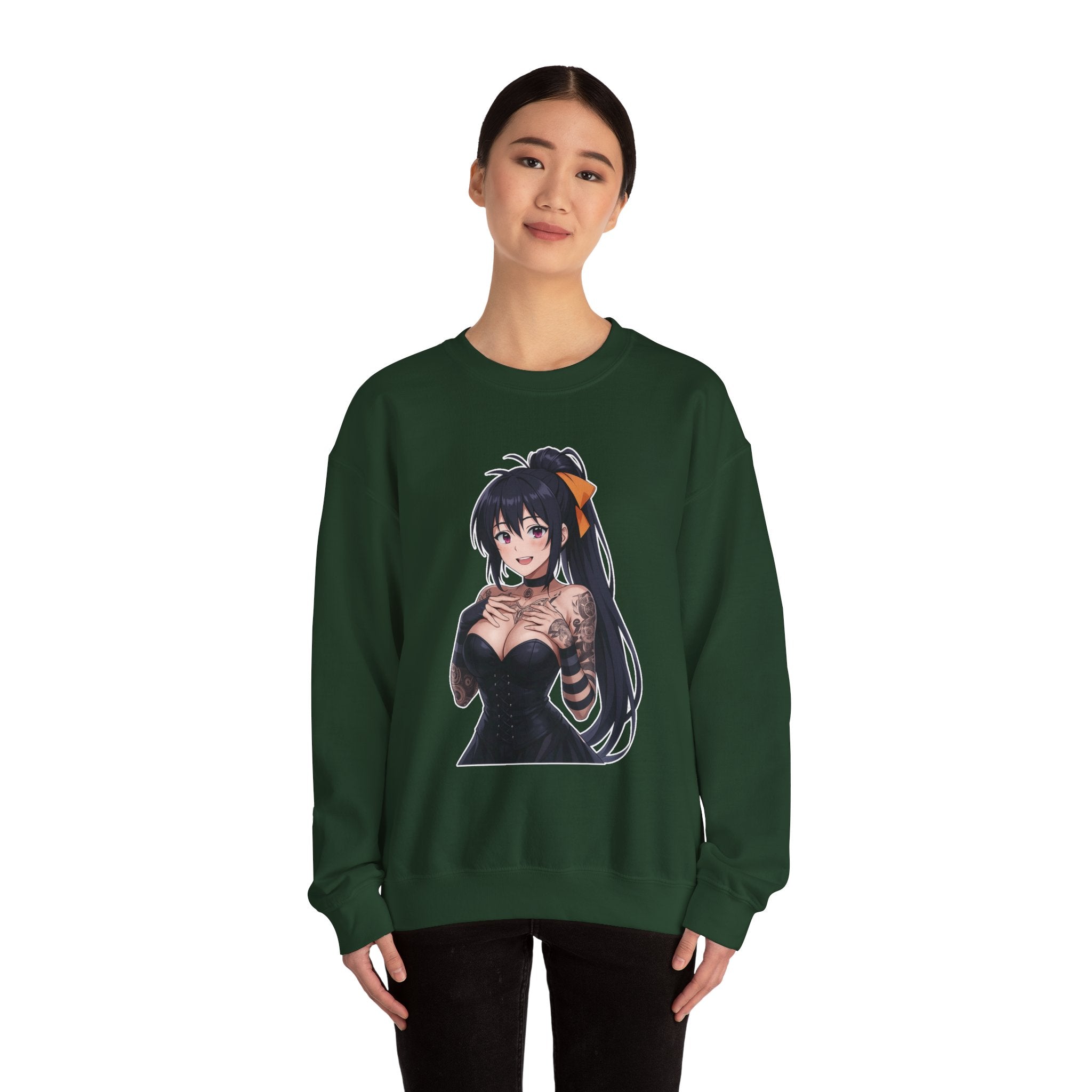 Gothic Style Akeno Himejima Tattoed Waifu Unisex Heavy Blend™ Crewneck Sweatshirt