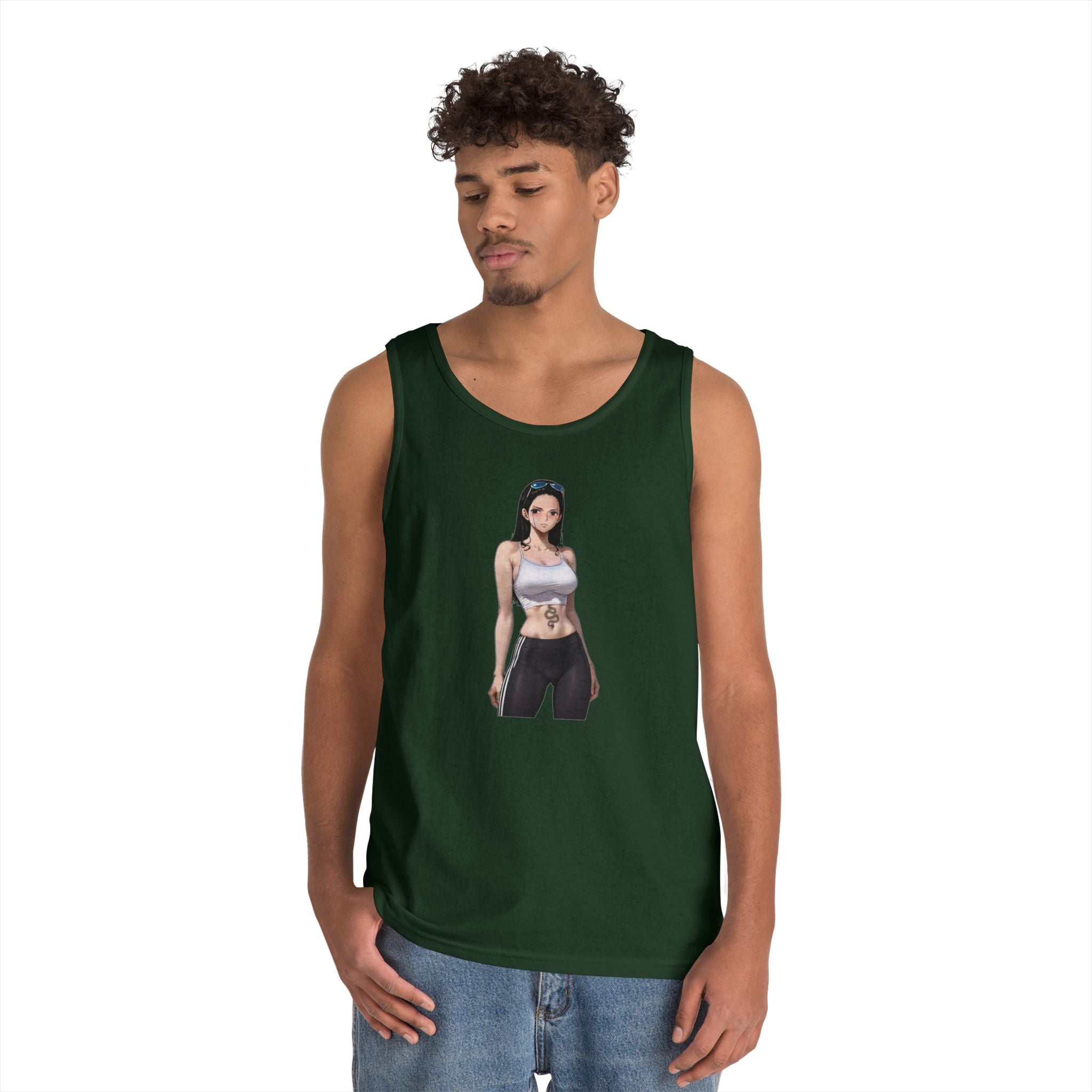 Nico Robin Sporty Snake Tattoo Anime Heavy Cotton Tank Top