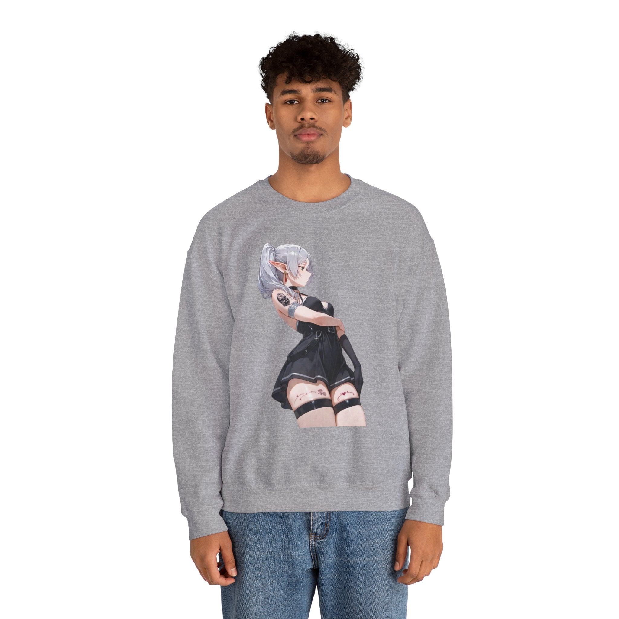 Sexy Frieren Tattooed Black Outfit Unisex Heavy Blend™ Crewneck Sweatshirt