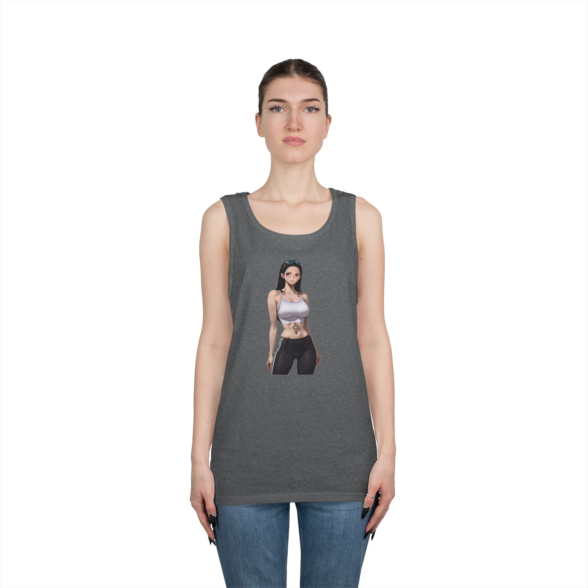 Nico Robin Sporty Snake Tattoo Anime Heavy Cotton Tank Top