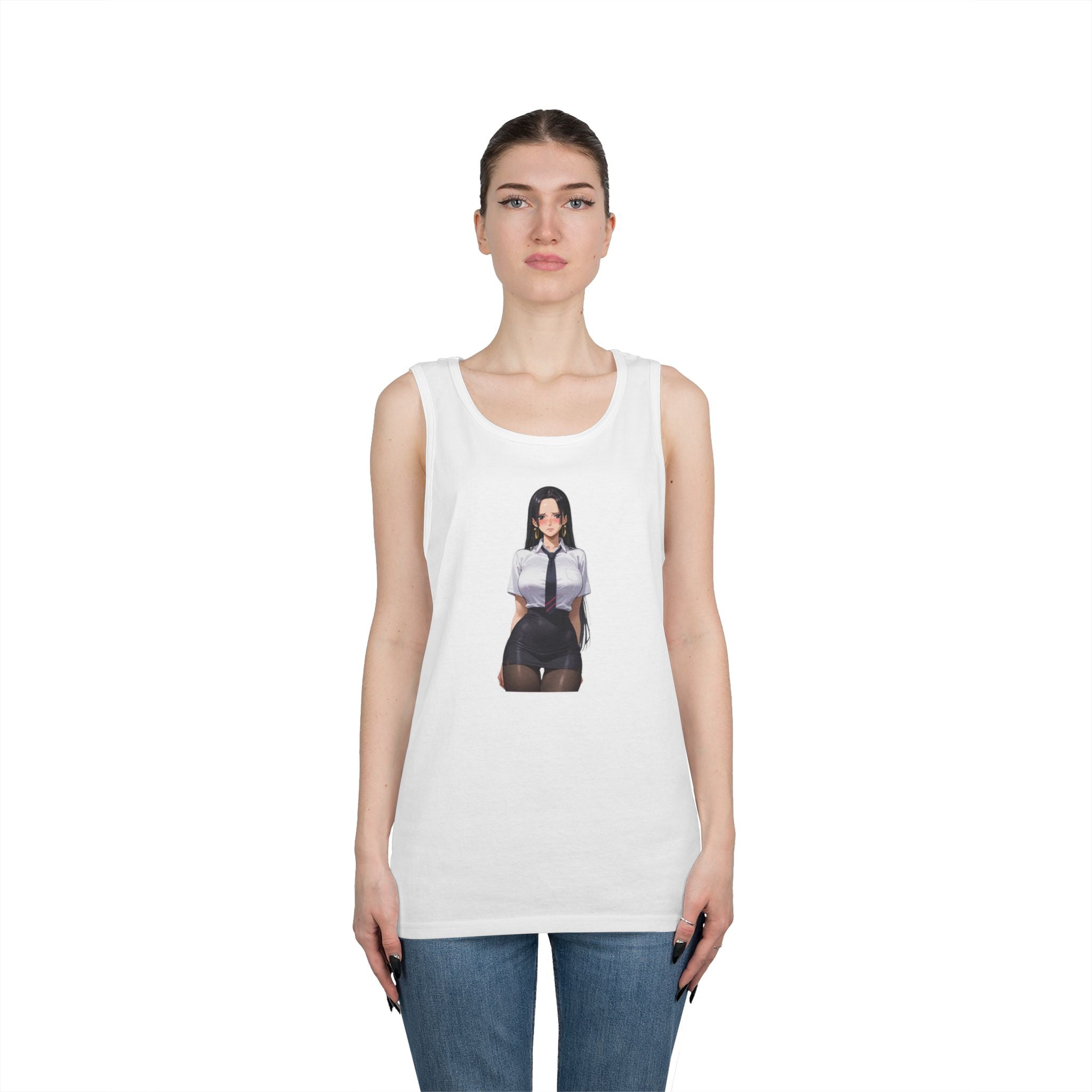 Nico Robin Office Lady Blushing Heavy Cotton Tank Top