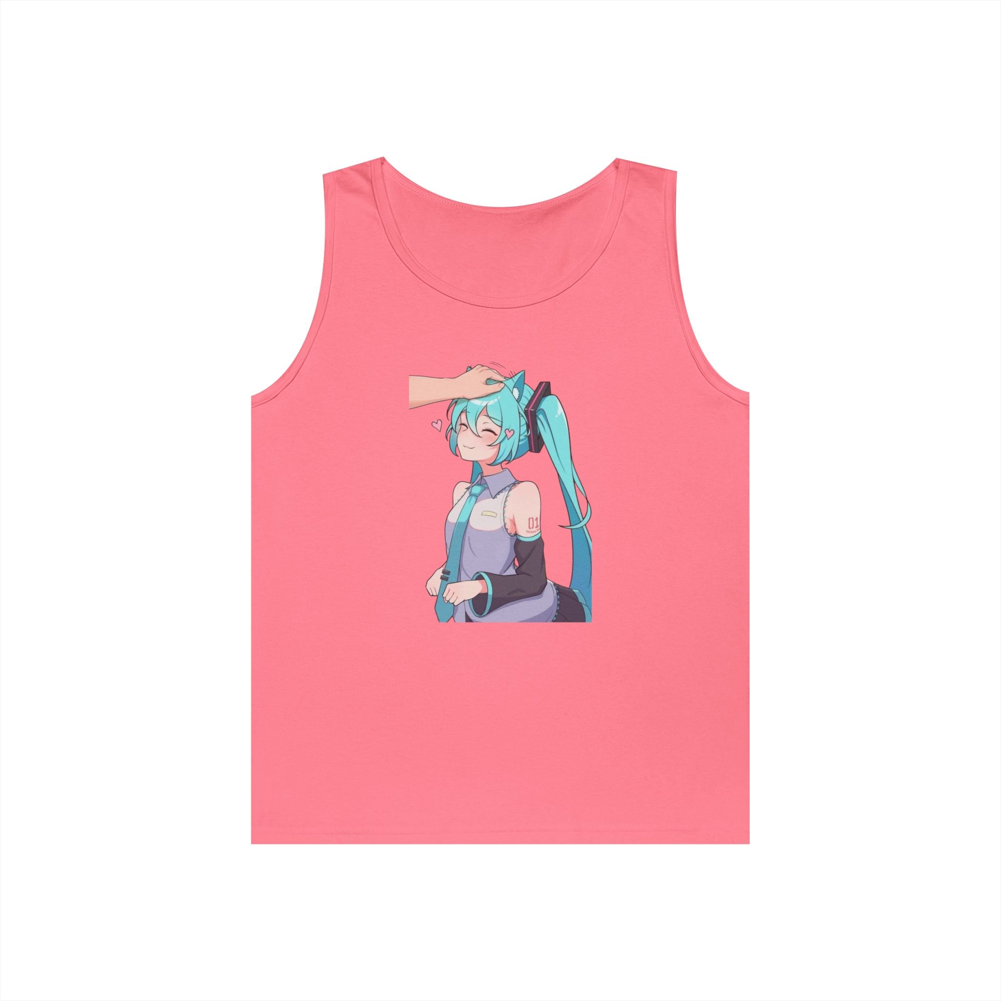 Hatsune Miku Headpat Smiling Catgirl Heavy Cotton Tank Top