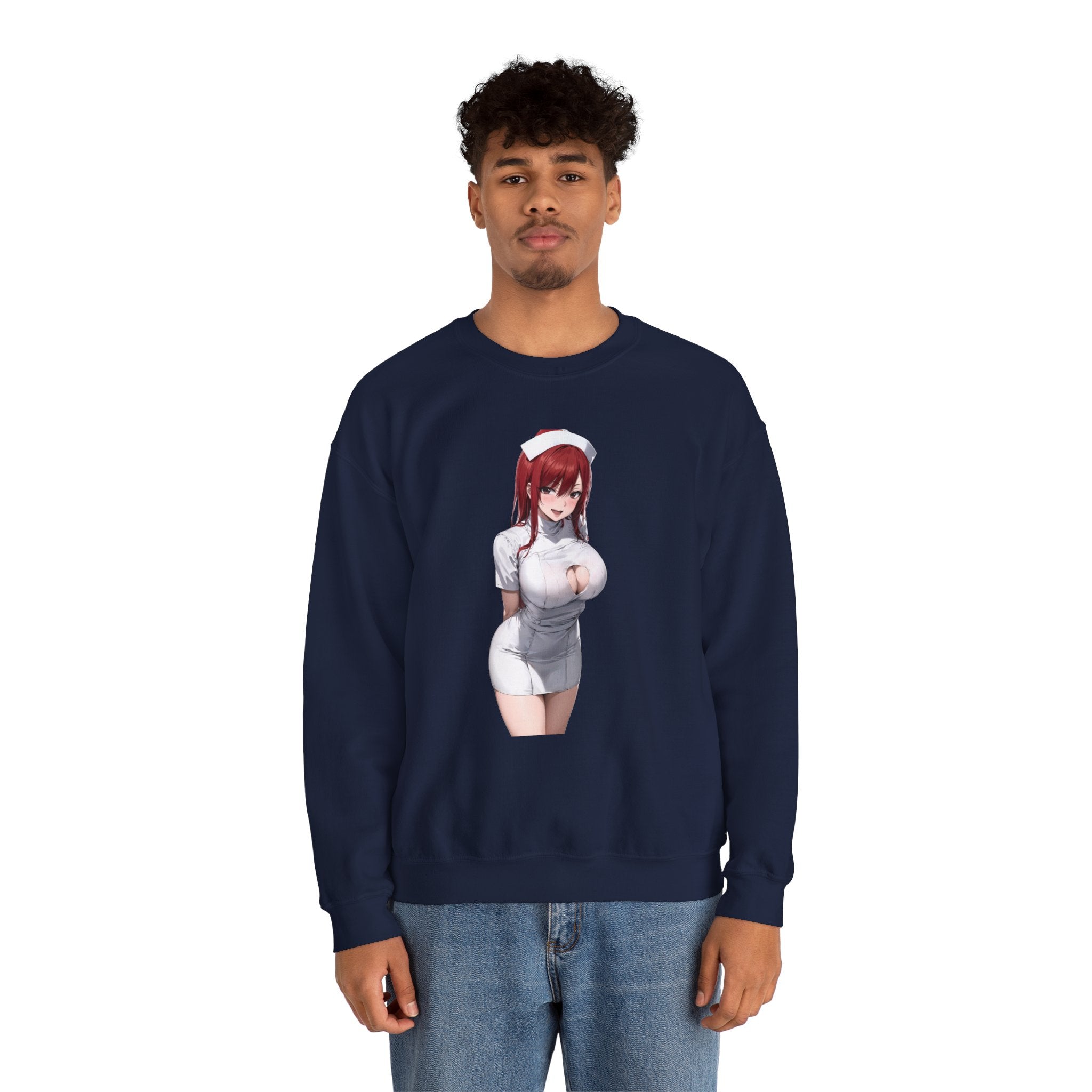 Ezra Scarlet Nurse Uniform Anime Unisex Heavy Blend™ Crewneck Sweatshirt