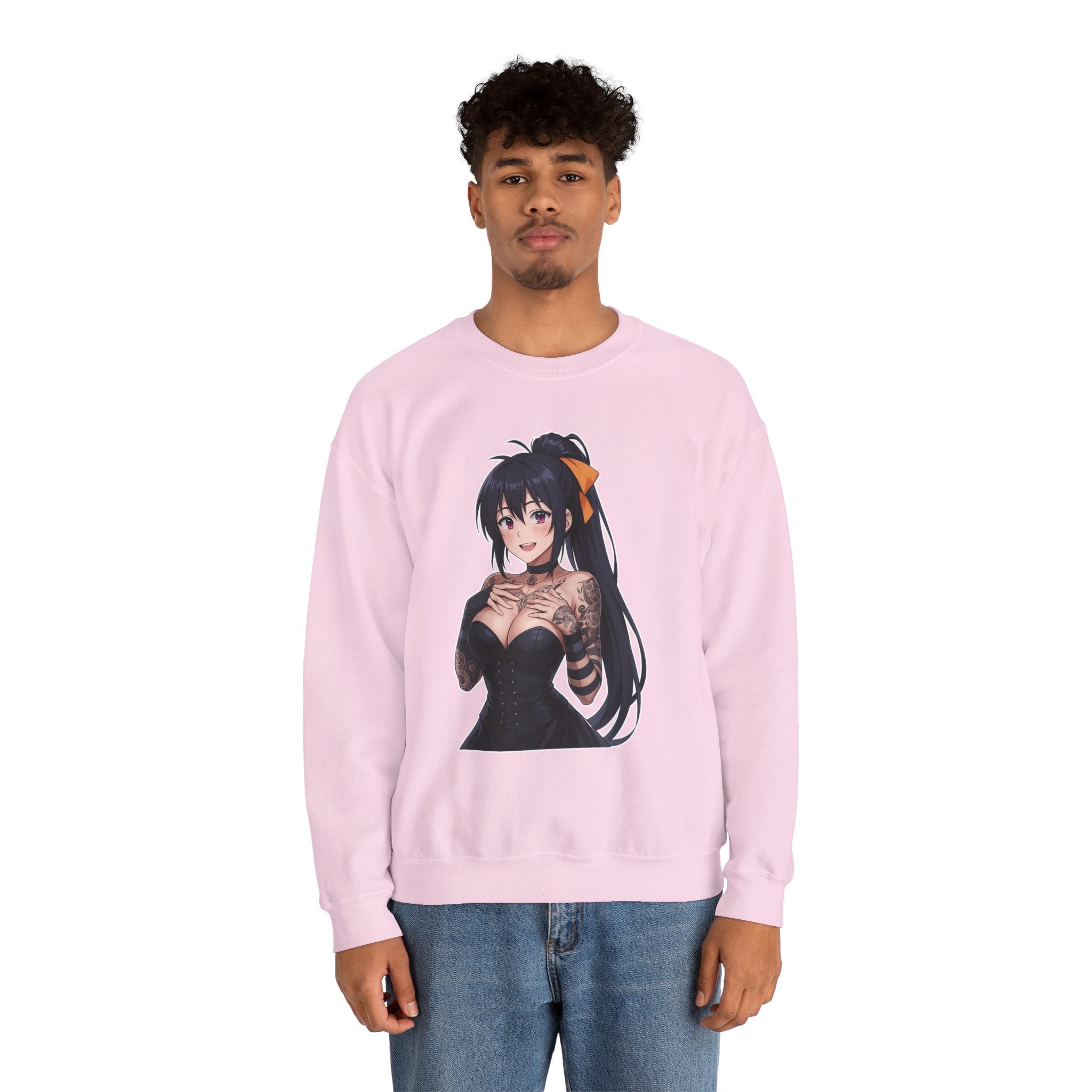 Gothic Style Akeno Himejima Tattoed Waifu Unisex Heavy Blend™ Crewneck Sweatshirt