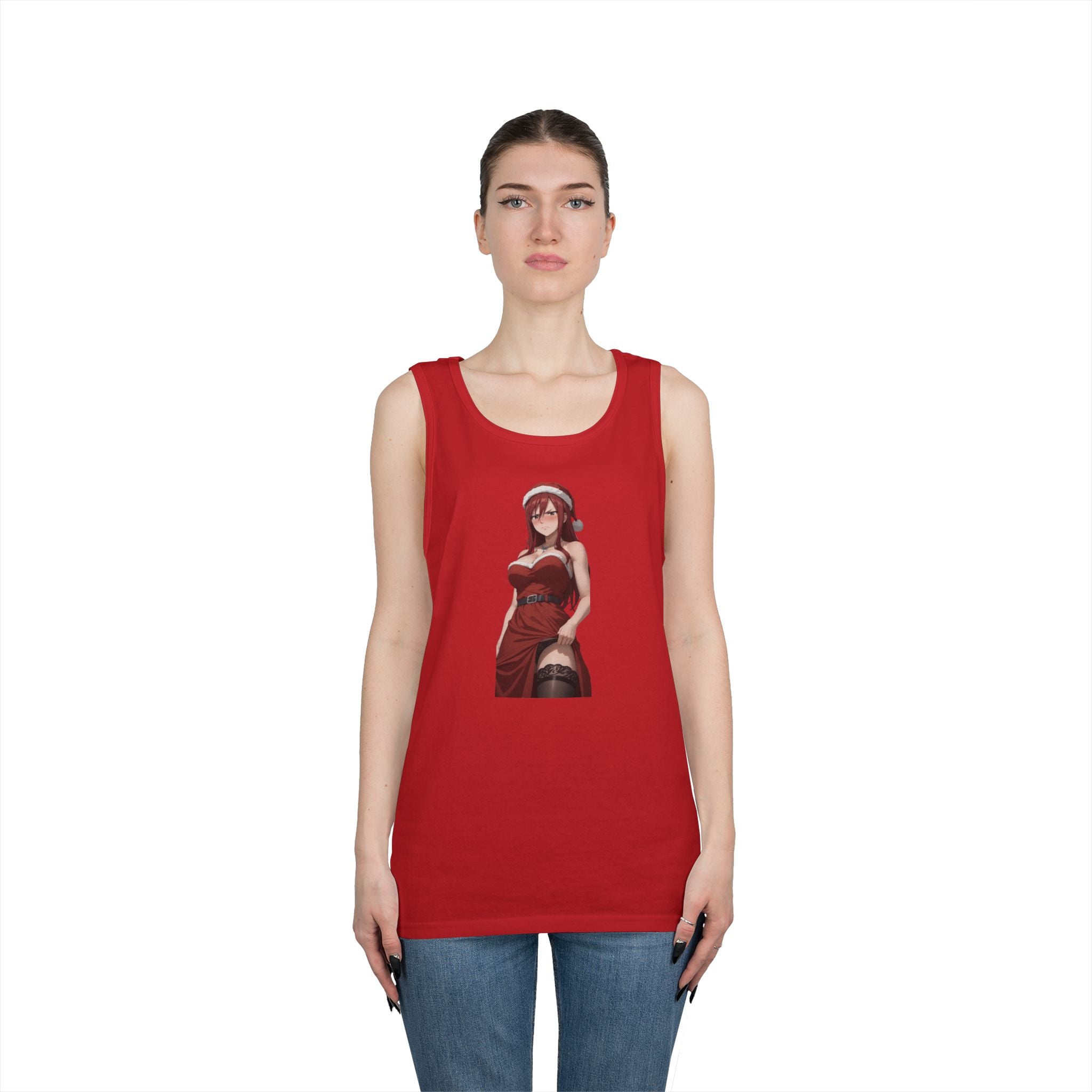 Ezra Scarlet Christmas Themed Angry Anime Heavy Cotton Tank Top