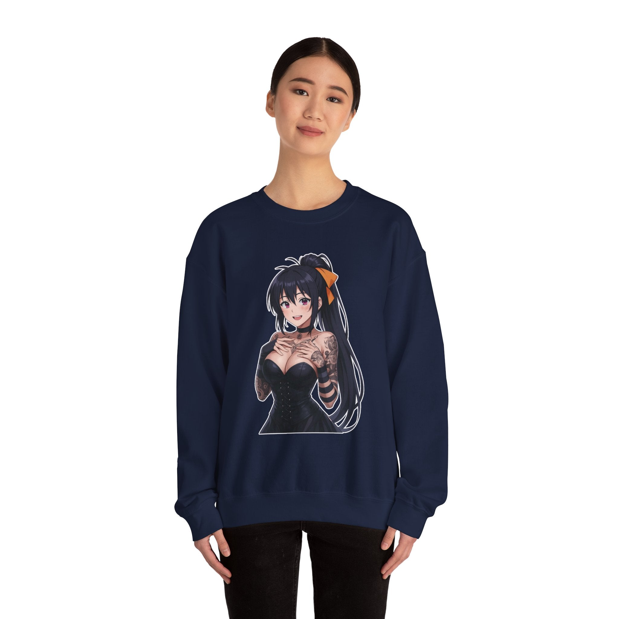 Gothic Style Akeno Himejima Tattoed Waifu Unisex Heavy Blend™ Crewneck Sweatshirt