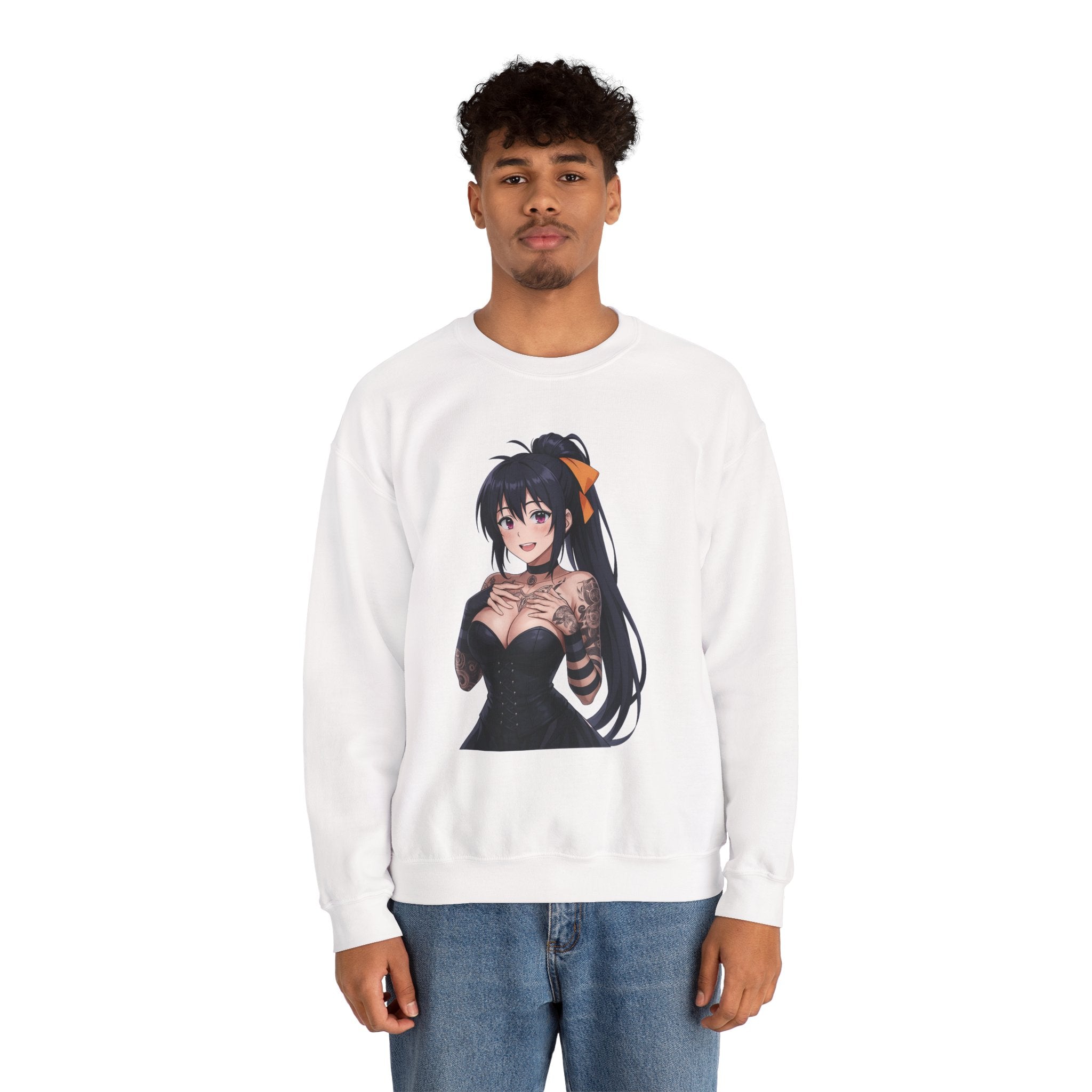 Gothic Style Akeno Himejima Tattoed Waifu Unisex Heavy Blend™ Crewneck Sweatshirt