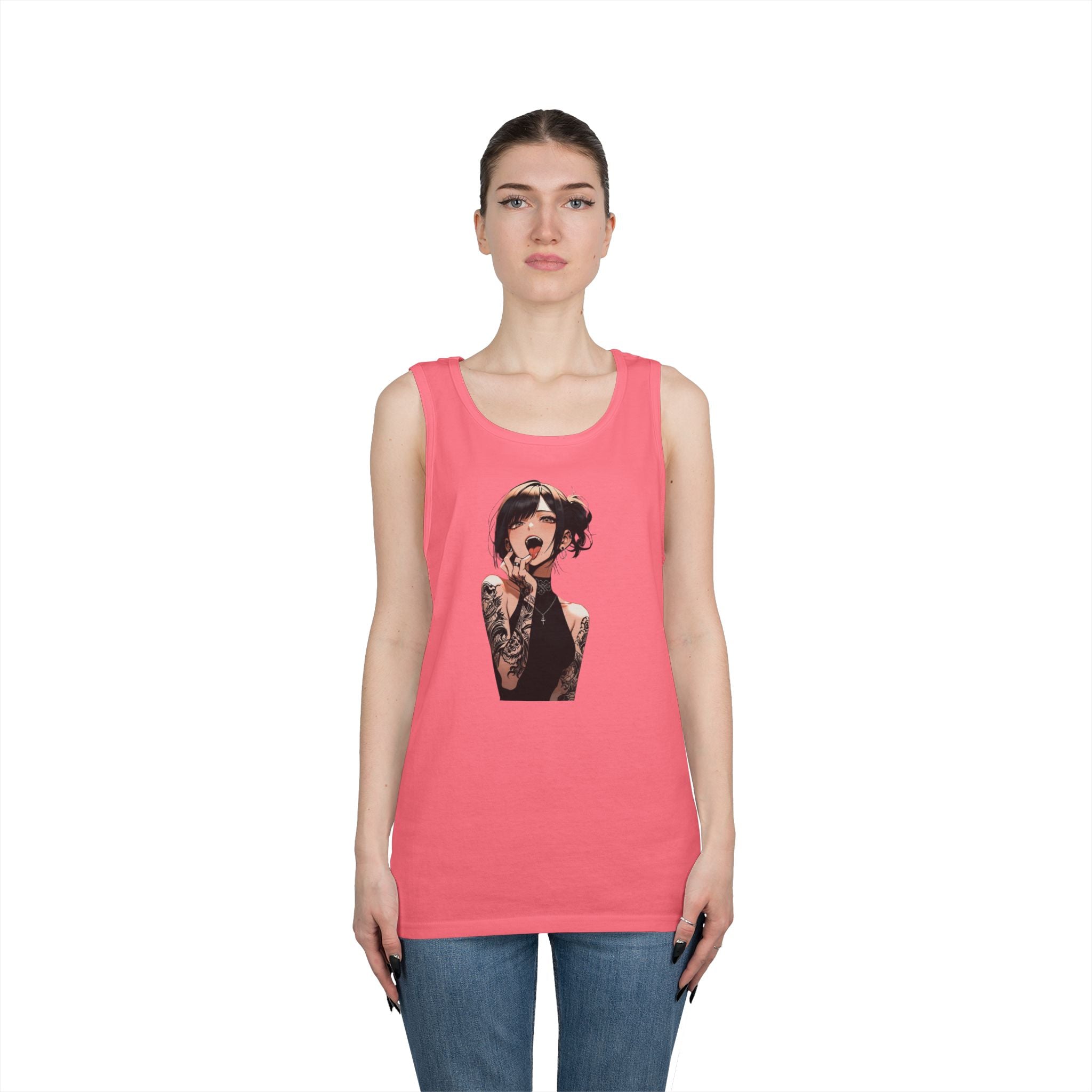 Gothic Himiko Toga Tattooed Ahegao Heavy Cotton Tank Top