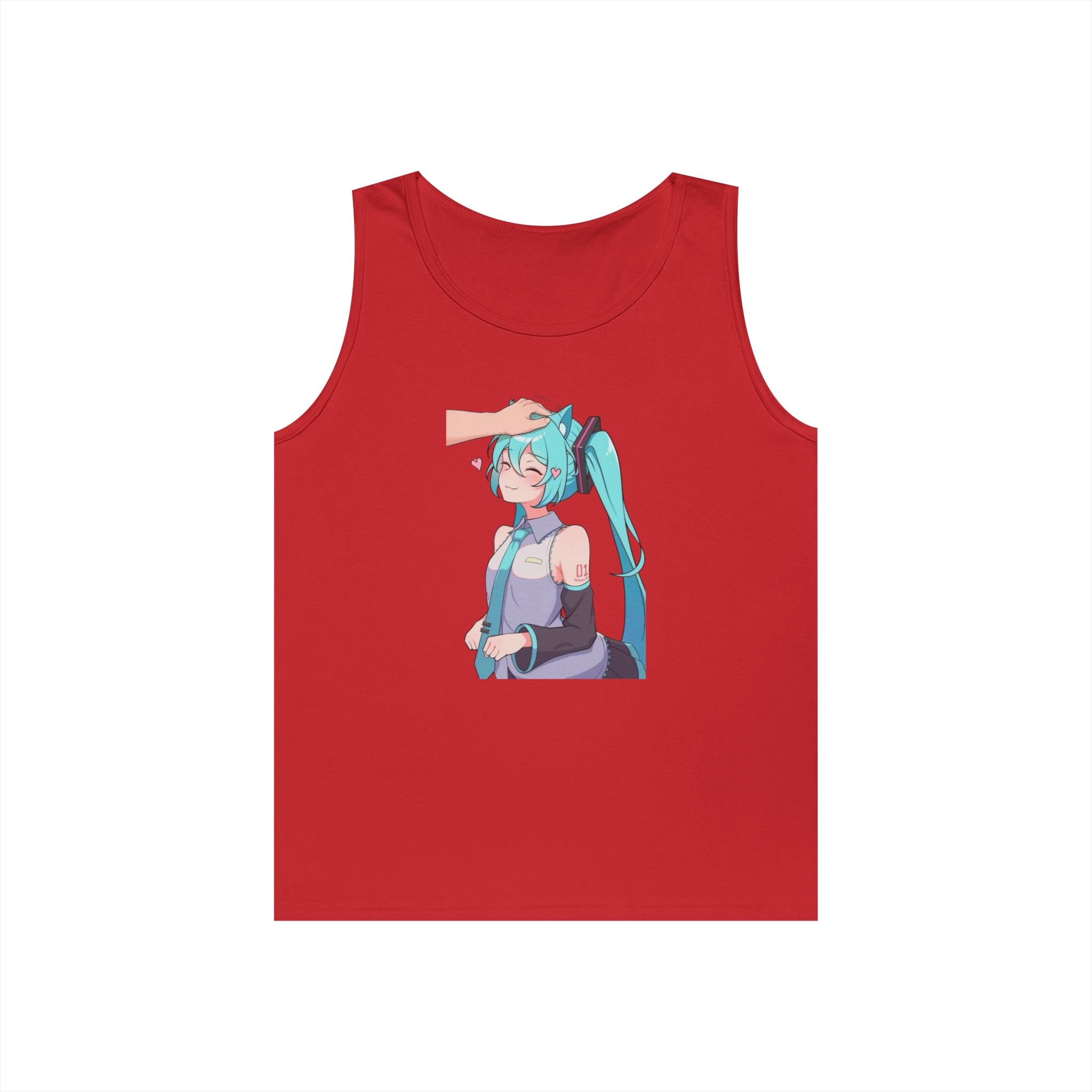 Hatsune Miku Headpat Smiling Catgirl Heavy Cotton Tank Top