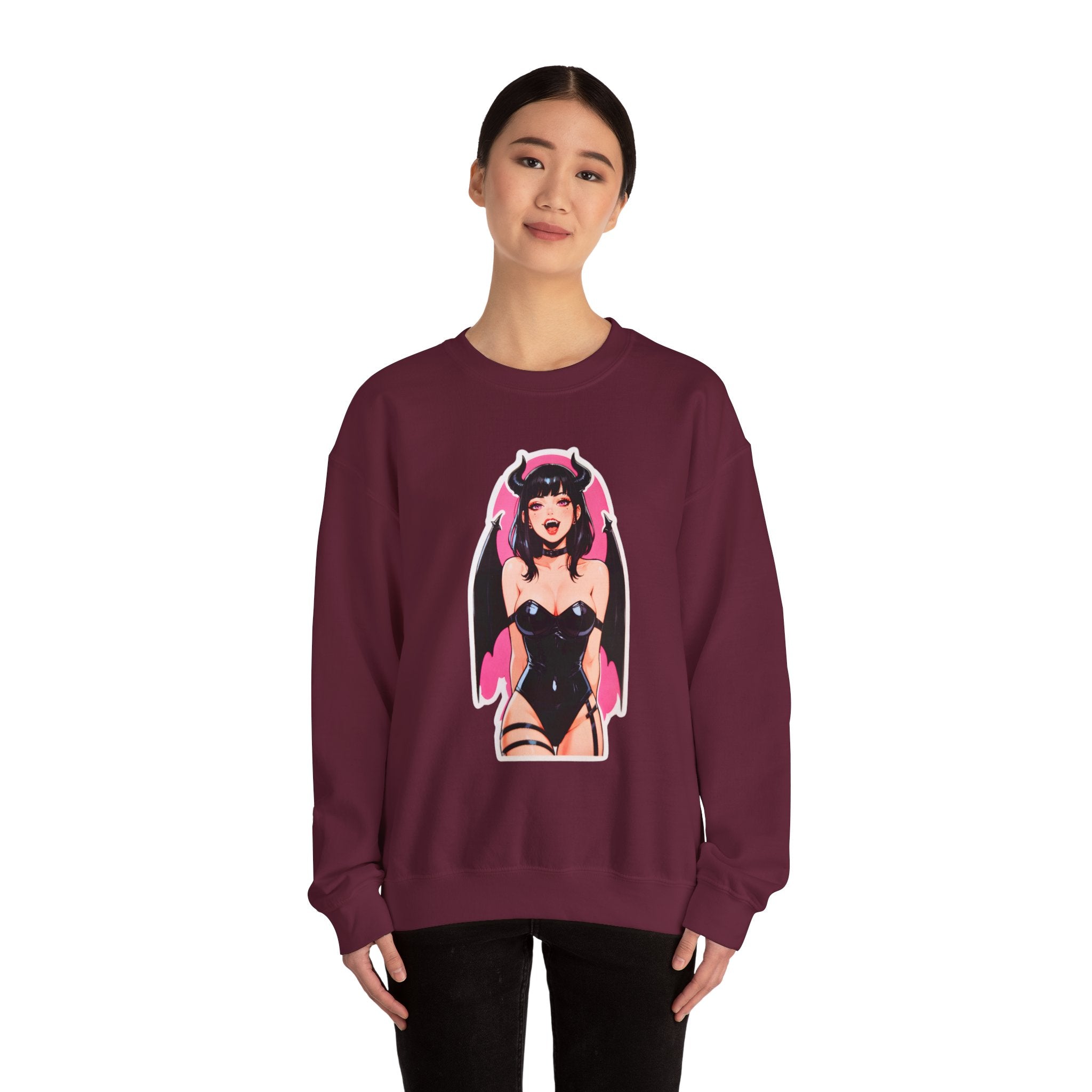 Succubus Ahegao Dark Gothic Unisex Heavy Blend™ Crewneck Sweatshirt