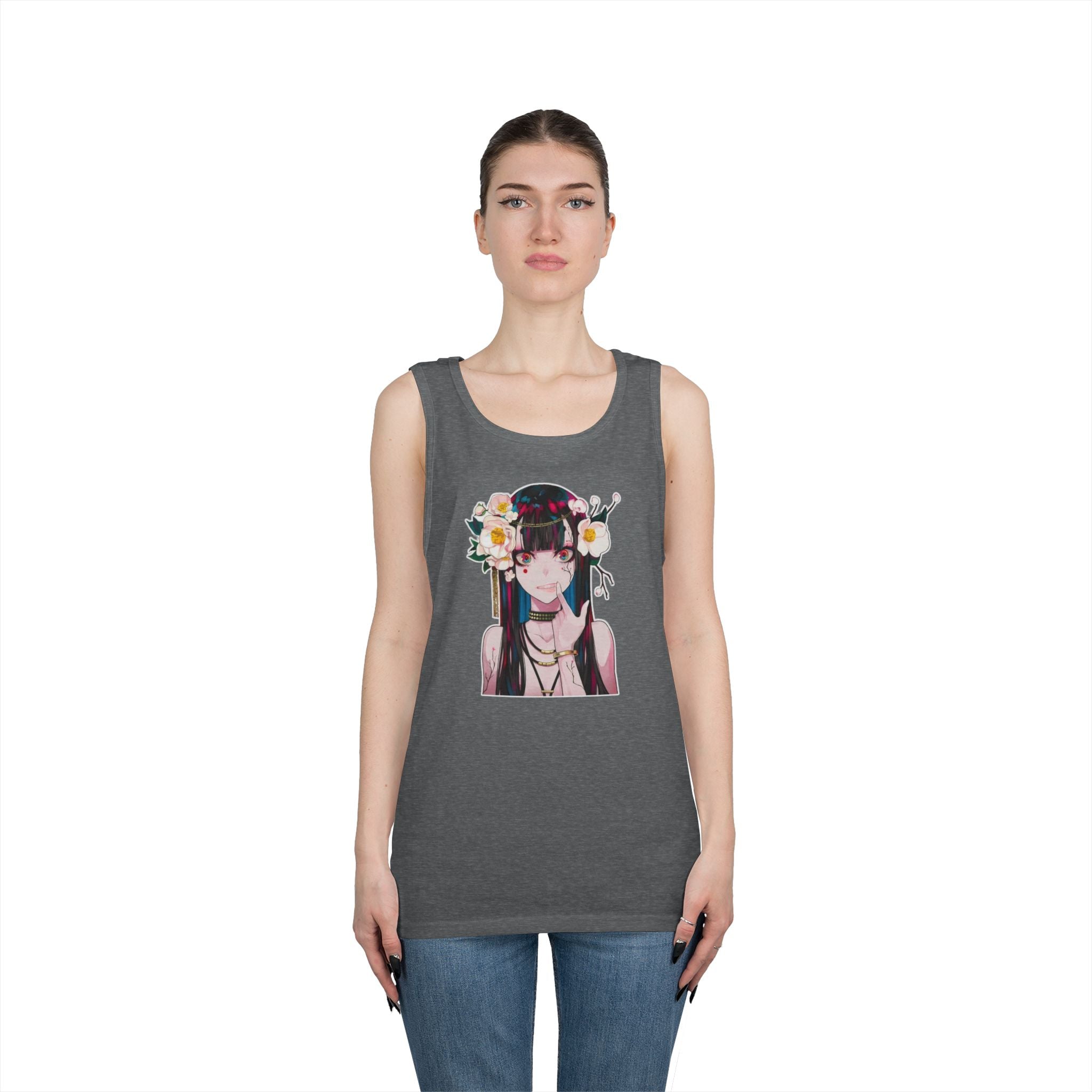 Vampire Girl Dark Fantasy Heavy Cotton Tank Top