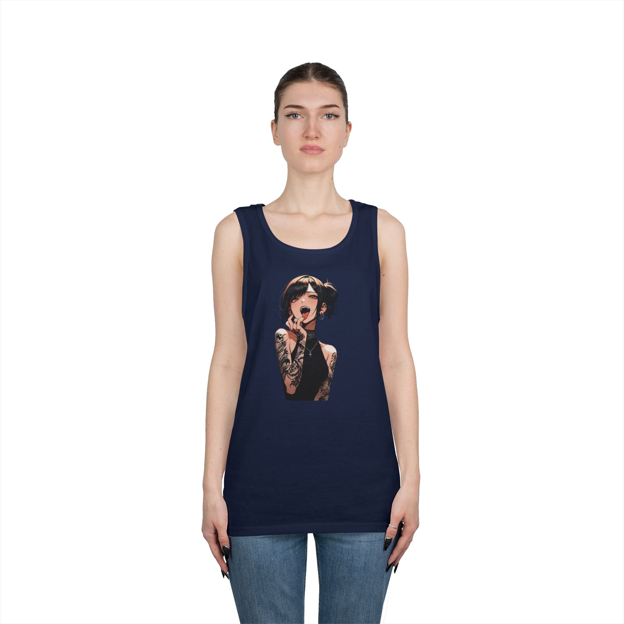 Gothic Himiko Toga Tattooed Ahegao Heavy Cotton Tank Top