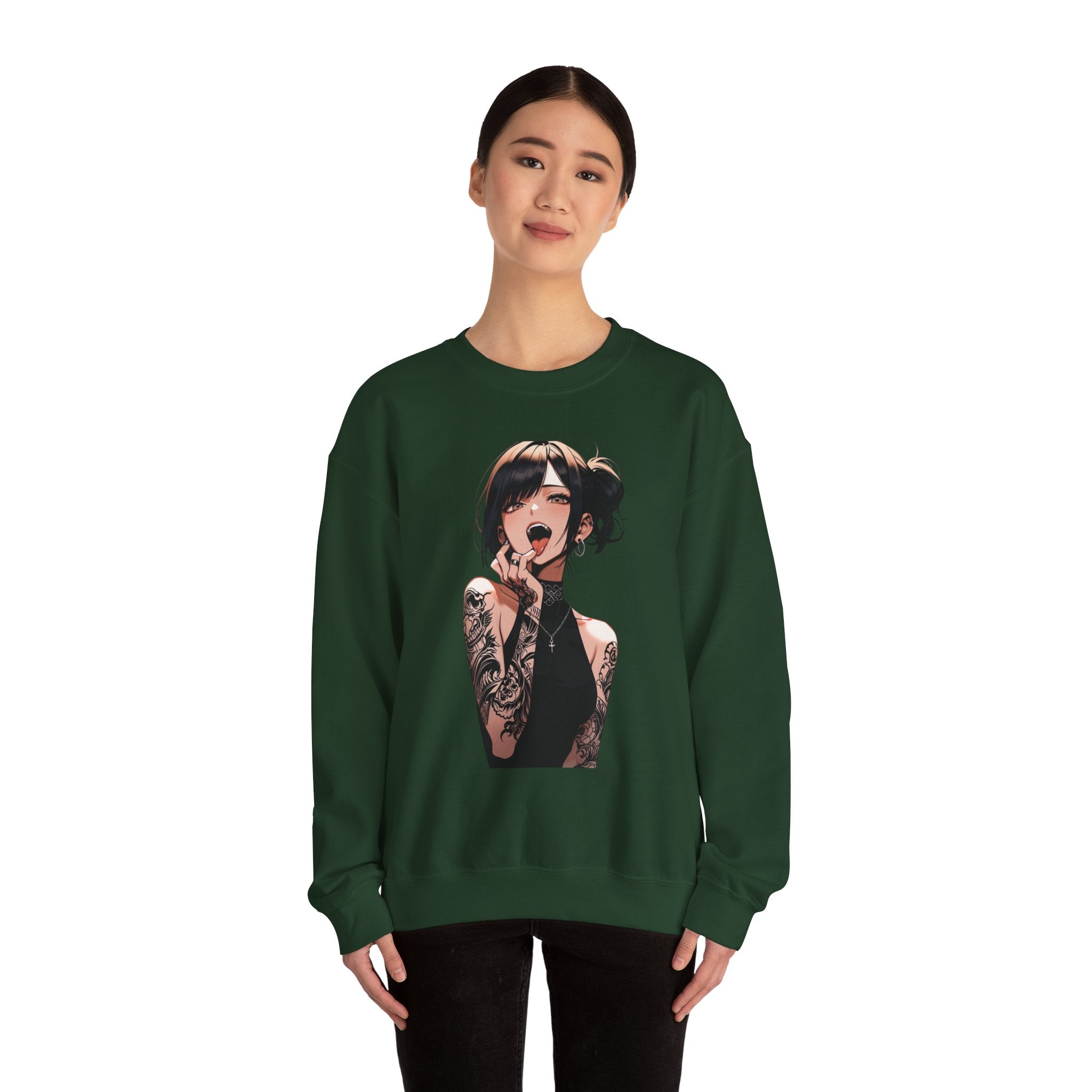 Gothic Himiko Toga Tattooed Ahegao Unisex Heavy Blend™ Crewneck Sweatshirt
