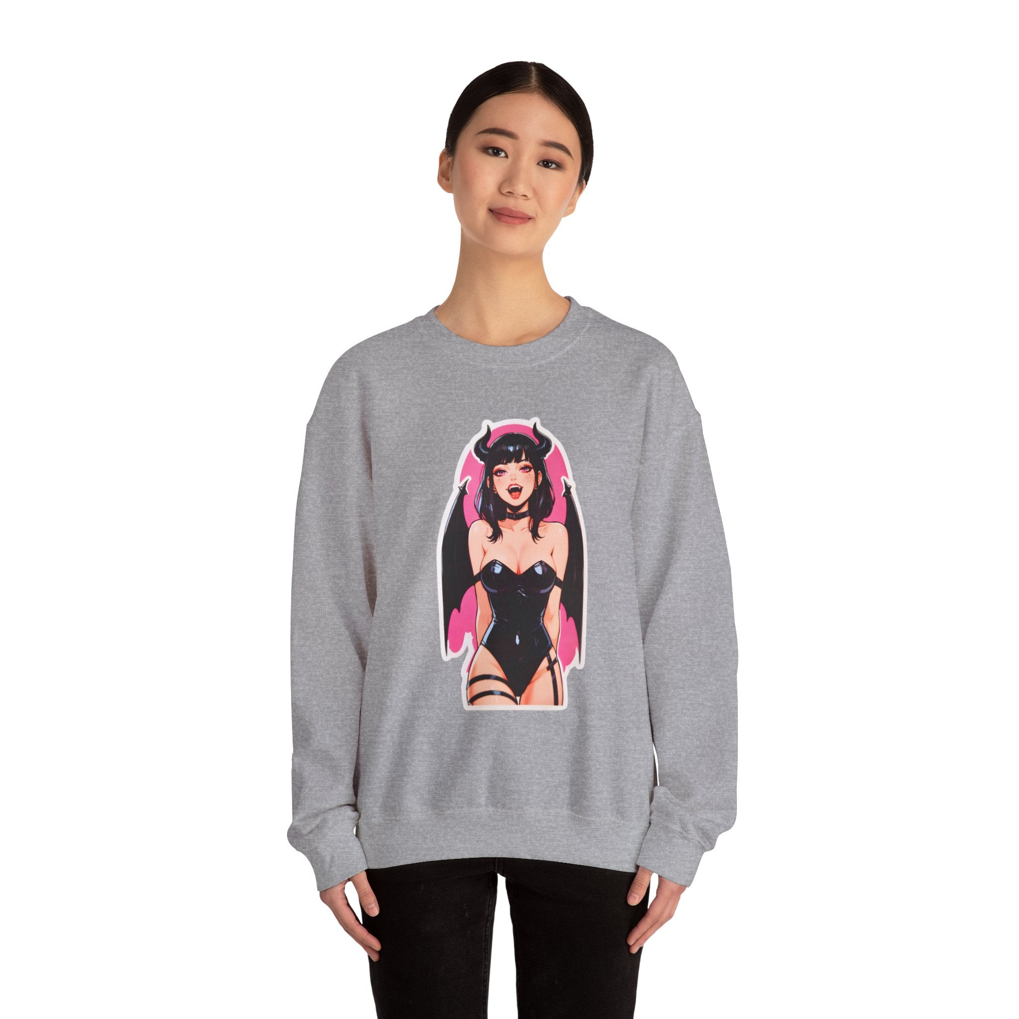 Succubus Ahegao Dark Gothic Unisex Heavy Blend™ Crewneck Sweatshirt