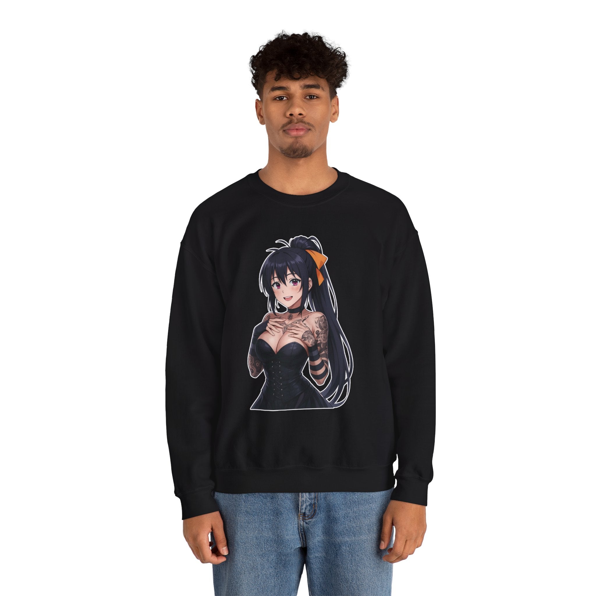 Gothic Style Akeno Himejima Tattoed Waifu Unisex Heavy Blend™ Crewneck Sweatshirt