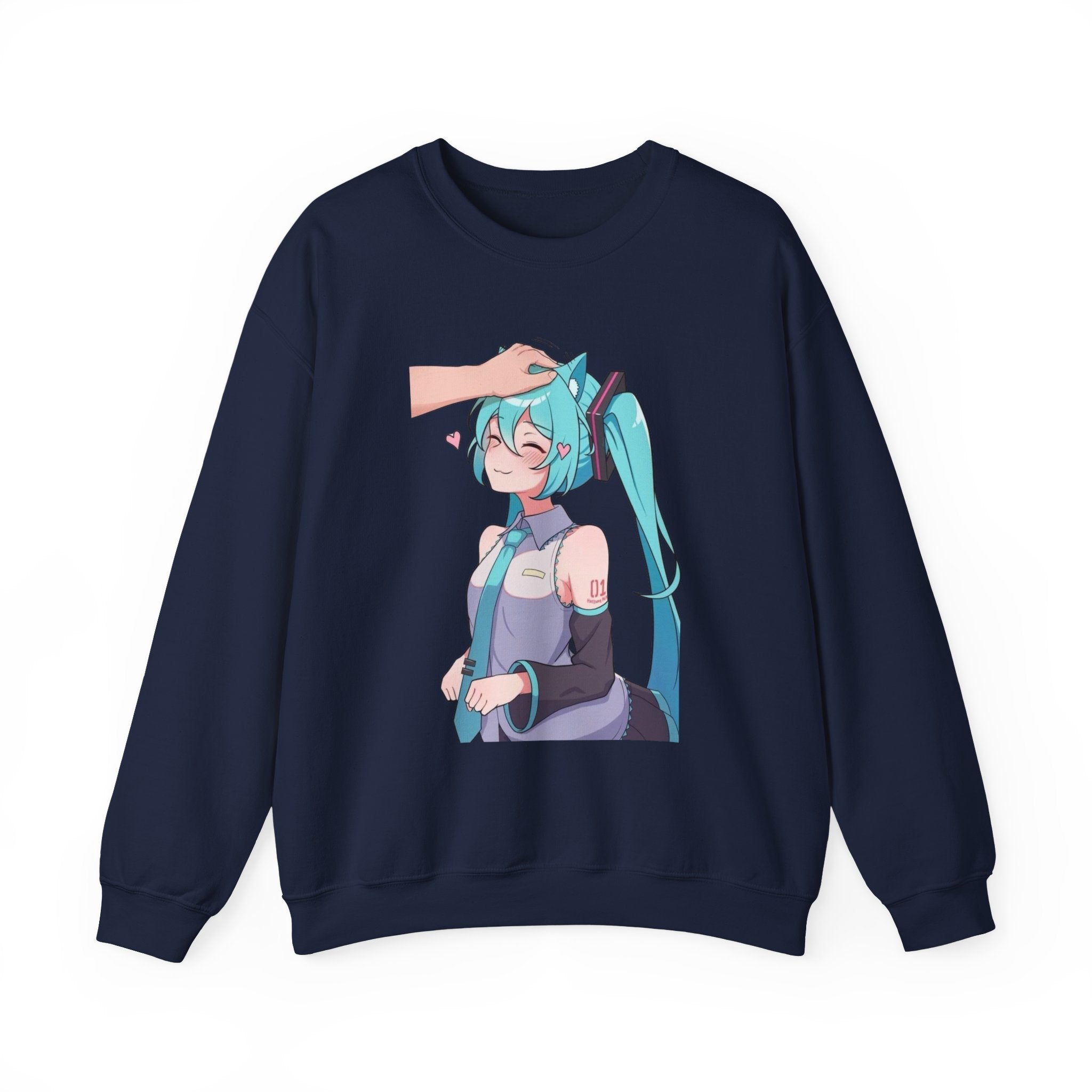 Hatsune Miku Headpat Smiling Catgirl Unisex Heavy Blend™ Crewneck Sweatshirt