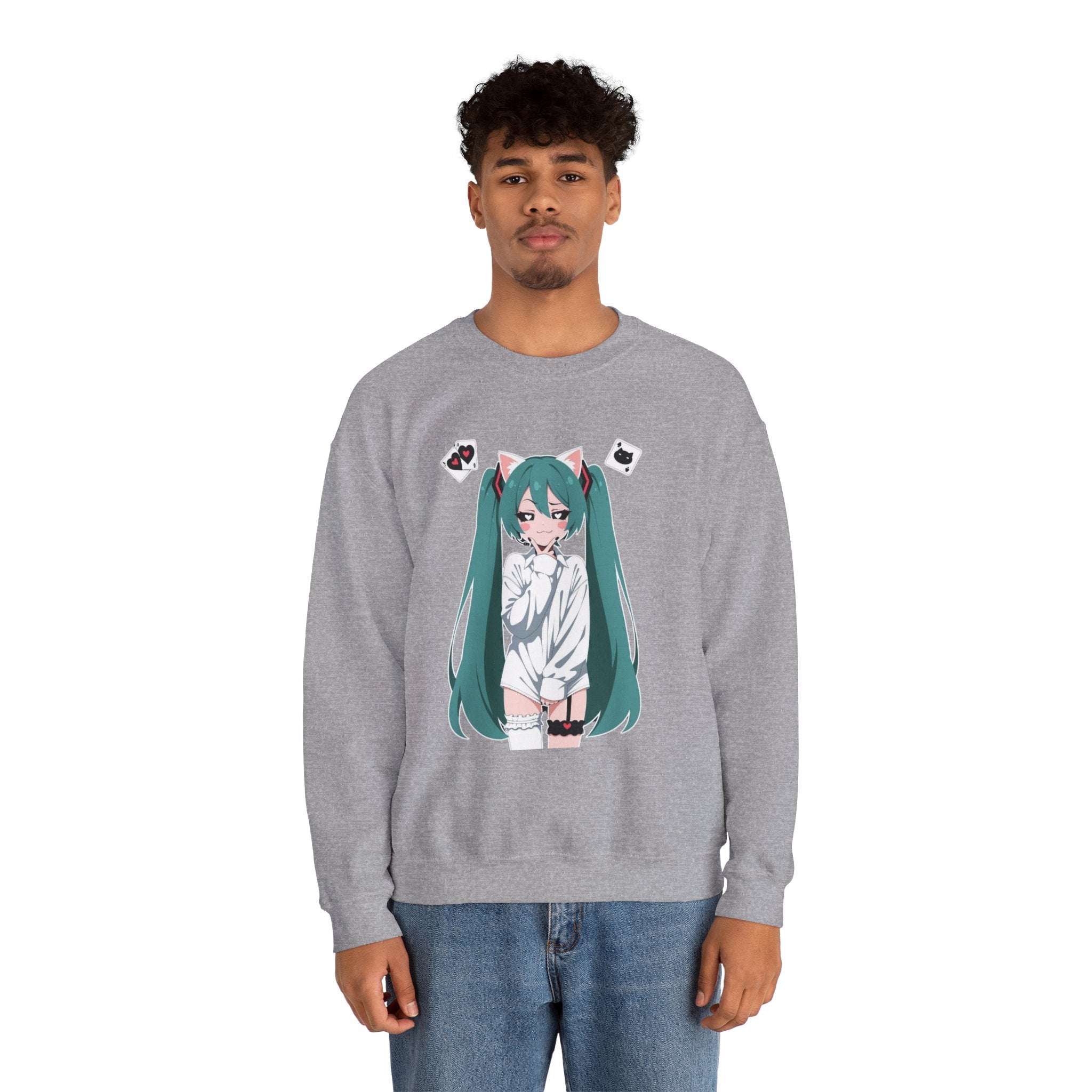 Hatsune Miku Catgirl Cute Unisex Heavy Blend™ Crewneck Sweatshirt