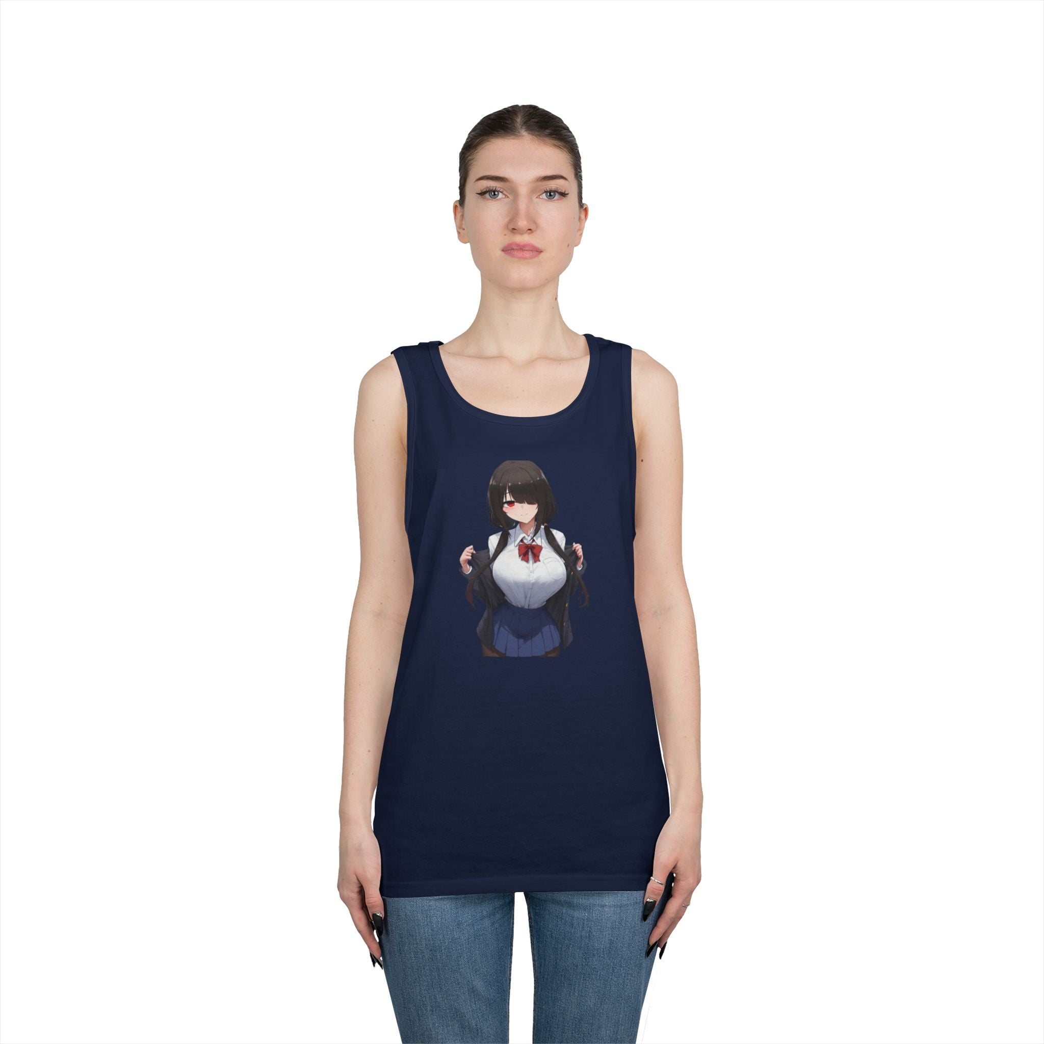 Tokisaki Kurum Schoolgirl Gothic Seductive Heavy Cotton Tank Top
