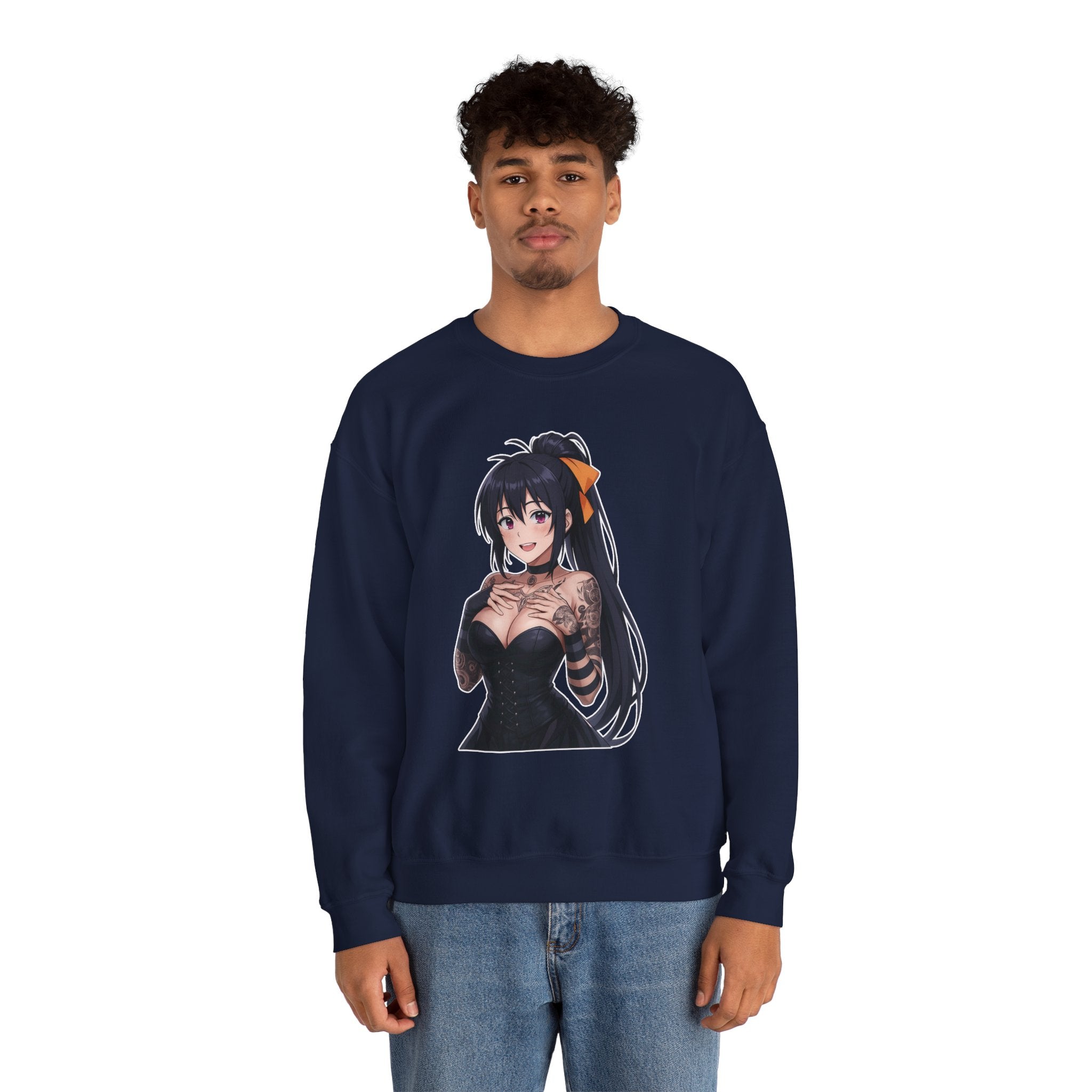 Gothic Style Akeno Himejima Tattoed Waifu Unisex Heavy Blend™ Crewneck Sweatshirt