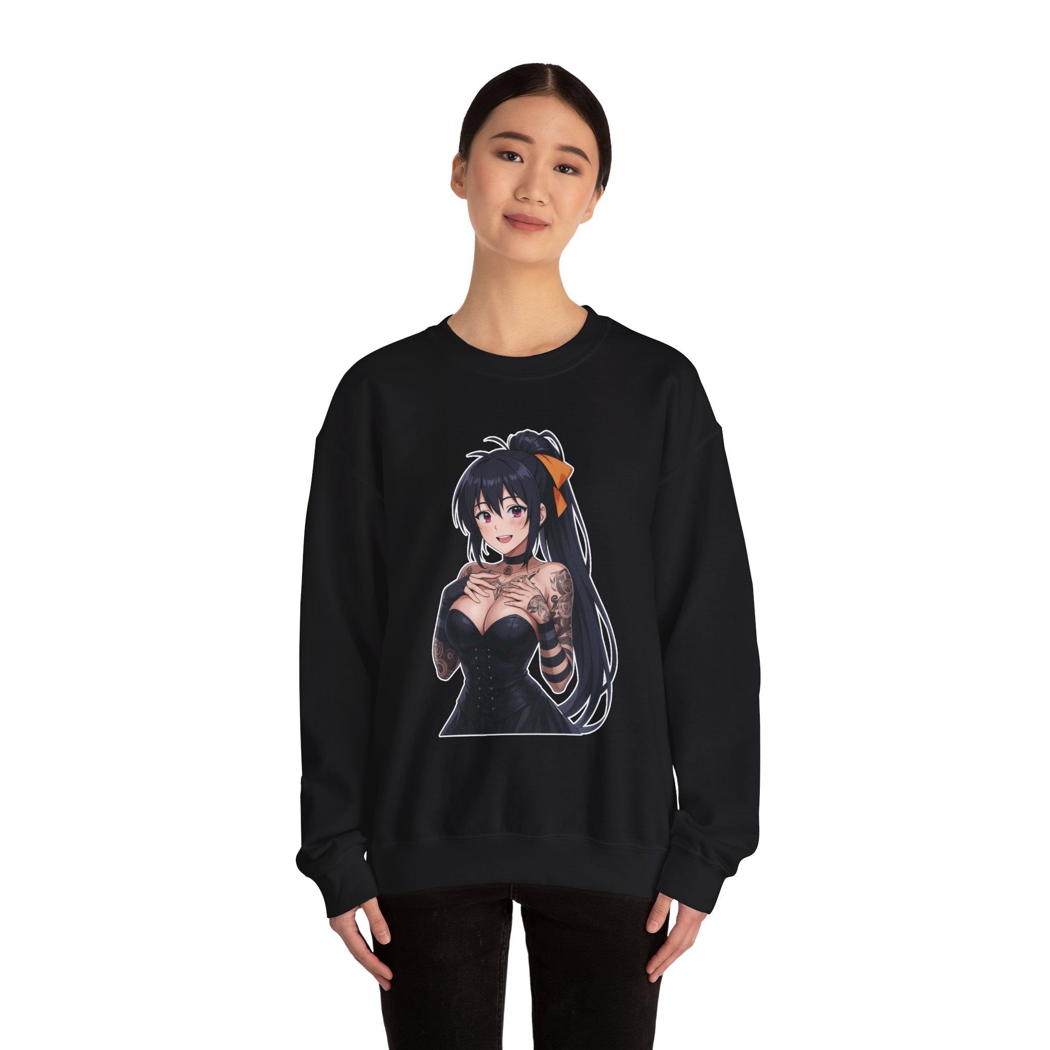 Gothic Style Akeno Himejima Tattoed Waifu Unisex Heavy Blend™ Crewneck Sweatshirt
