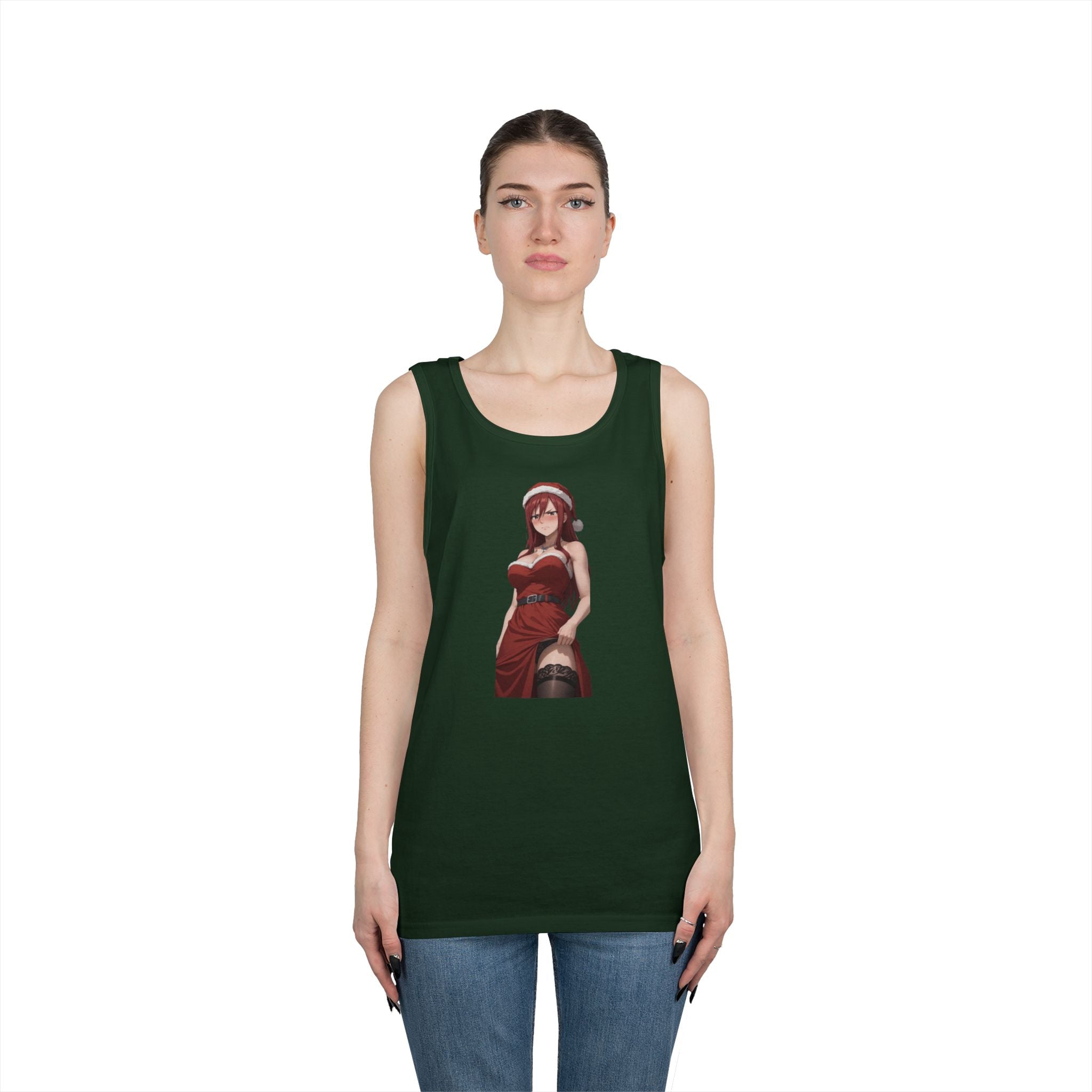 Ezra Scarlet Christmas Themed Angry Anime Heavy Cotton Tank Top