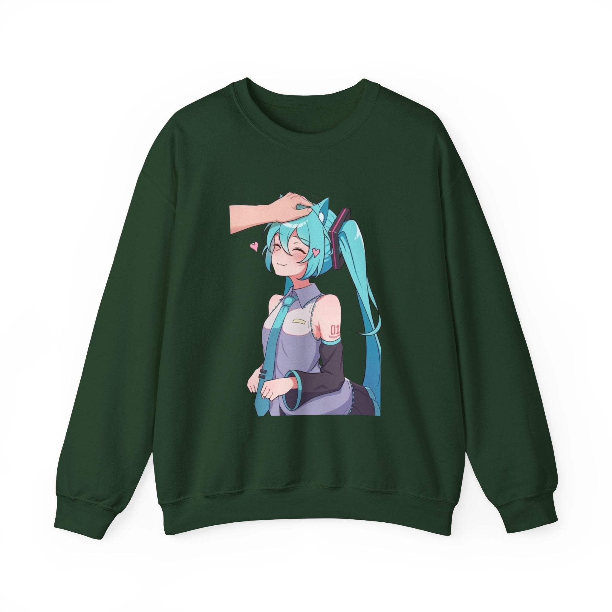 Hatsune Miku Headpat Smiling Catgirl Unisex Heavy Blend™ Crewneck Sweatshirt