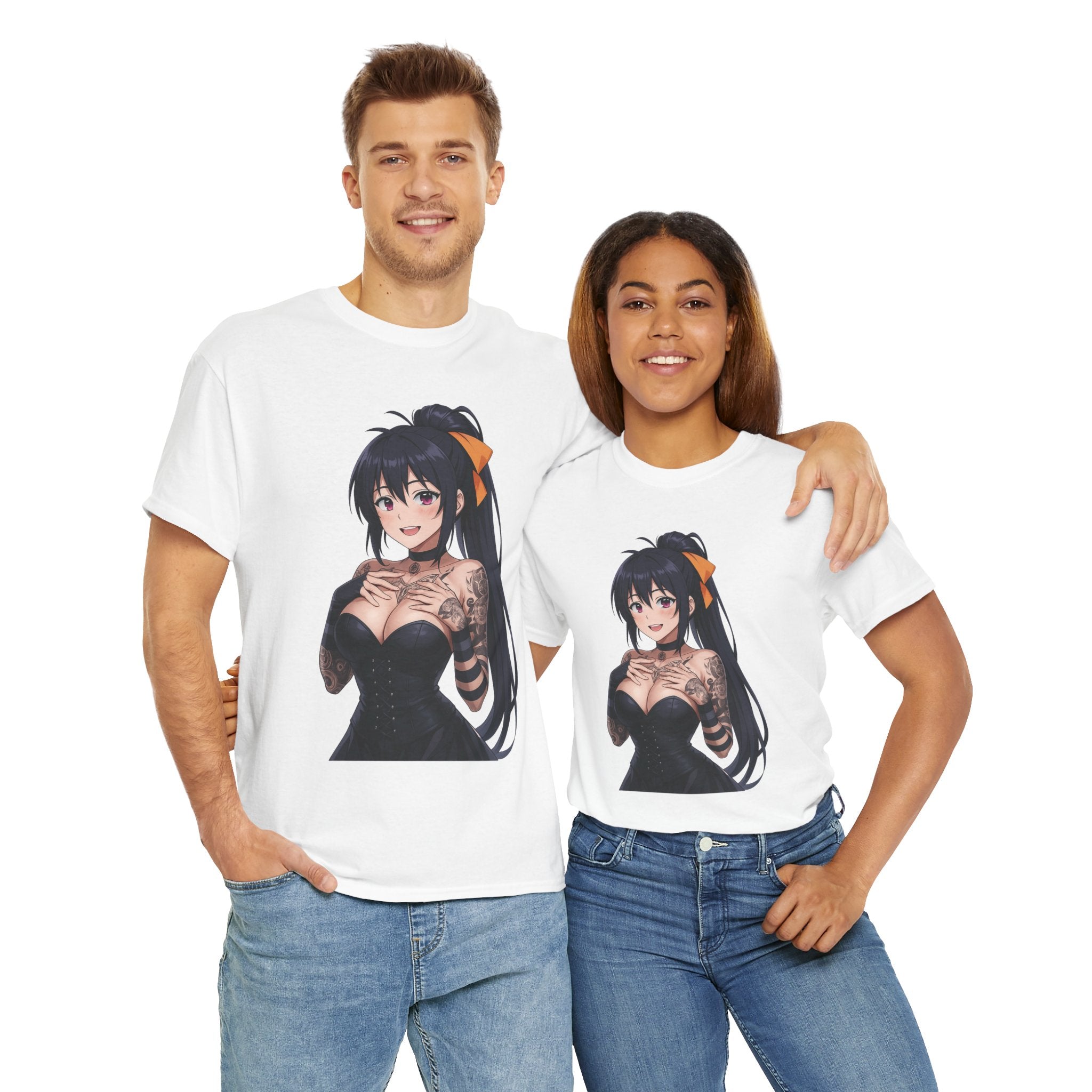 Gothic Style Akeno Himejima Tattoed Waifu Unisex Heavy Cotton Tee