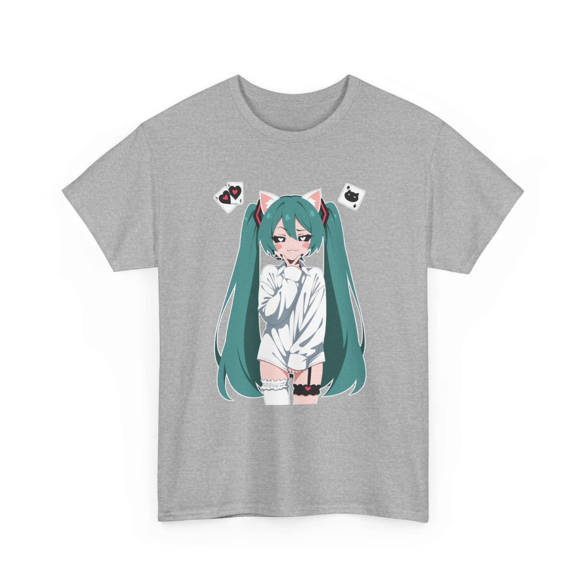 Hatsune Miku Catgirl Cute Anime Unisex Heavy Cotton Tee
