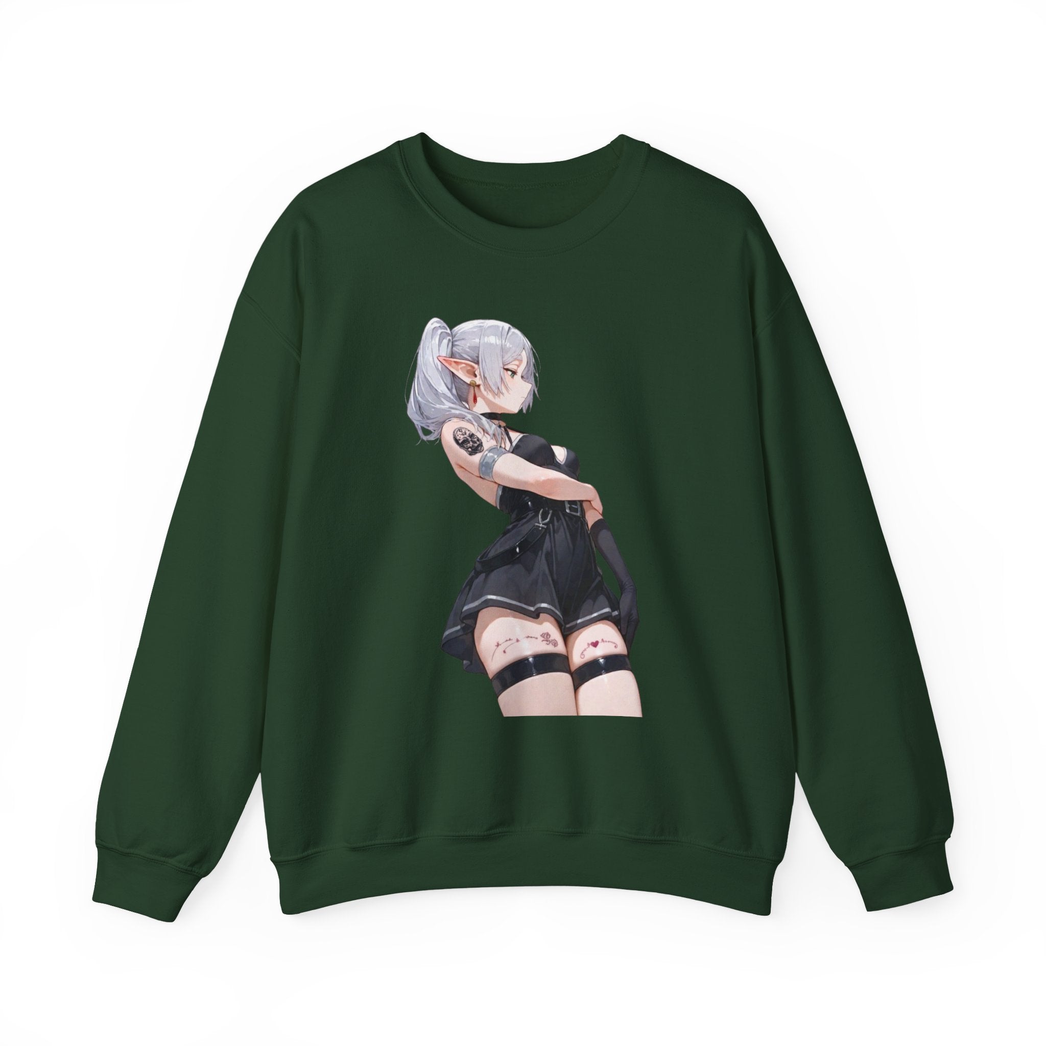 Sexy Frieren Tattooed Black Outfit Unisex Heavy Blend™ Crewneck Sweatshirt