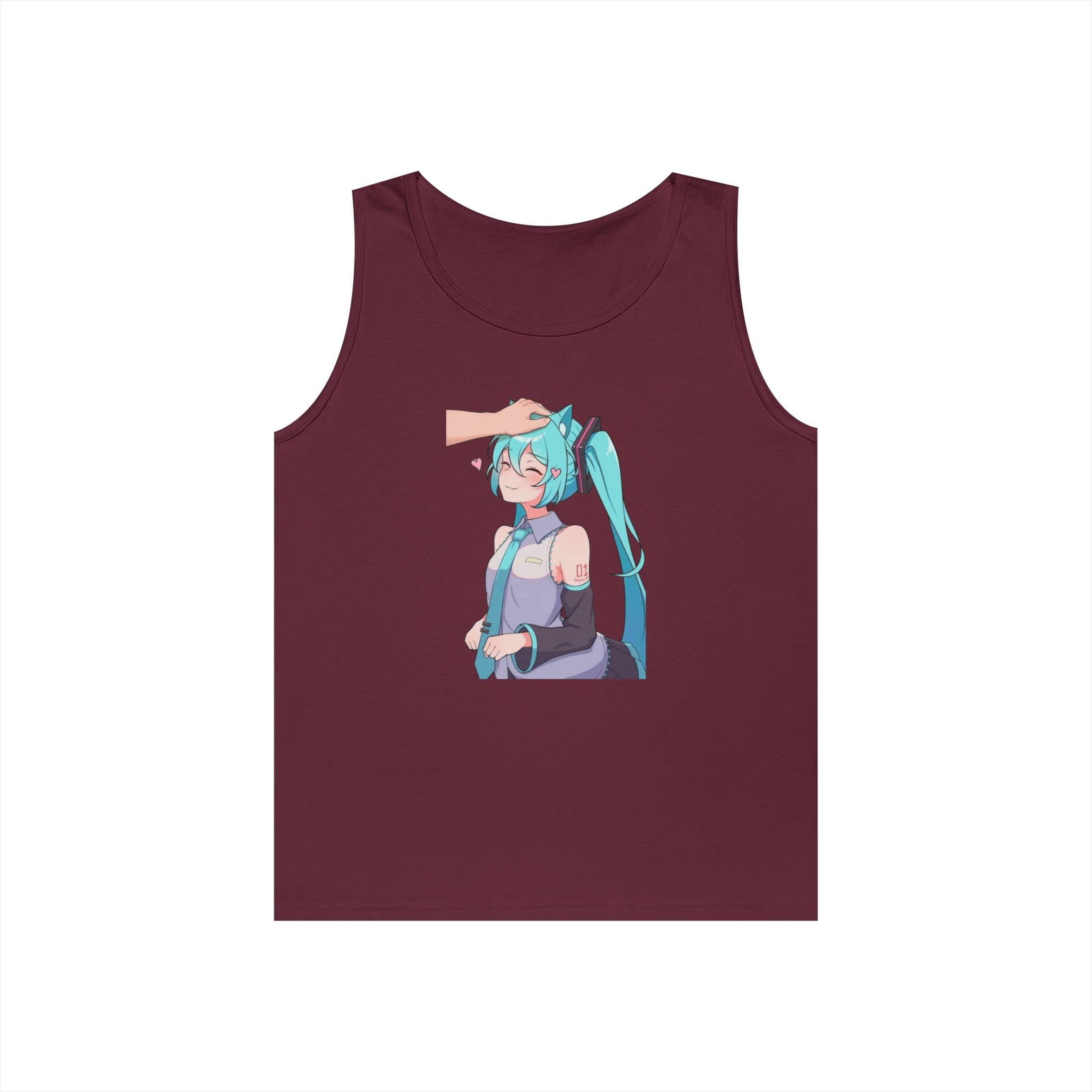 Hatsune Miku Headpat Smiling Catgirl Heavy Cotton Tank Top