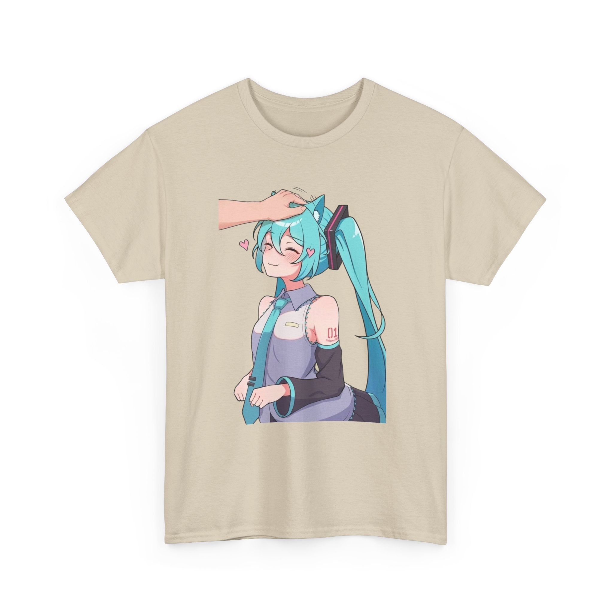 Hatsune Miku Headpat Smiling Catgirl Heavy Cotton Tee
